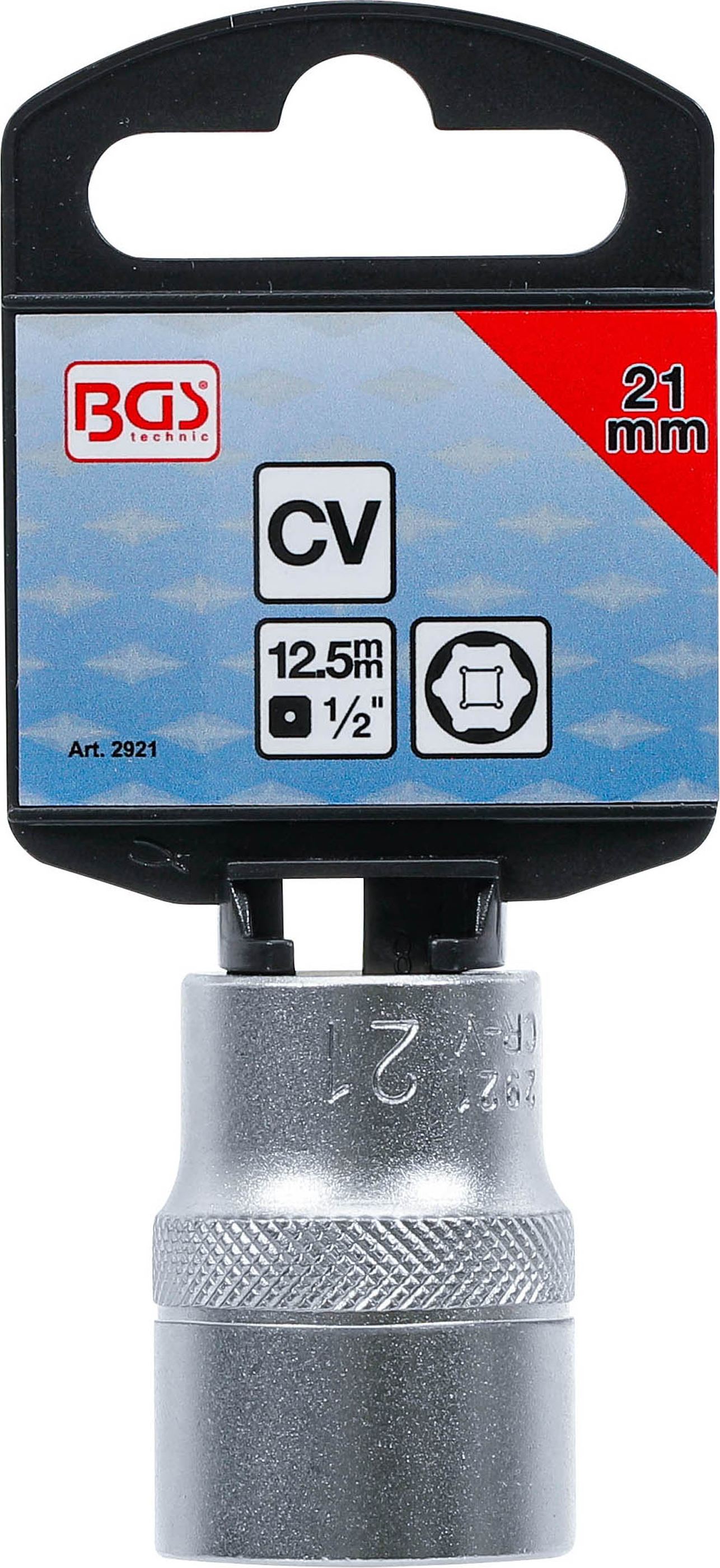 BGS Steckschlüssel-Einsatz Sechskant | Antrieb Innenvierkant 12,5 mm (1/2") | SW 21 mm