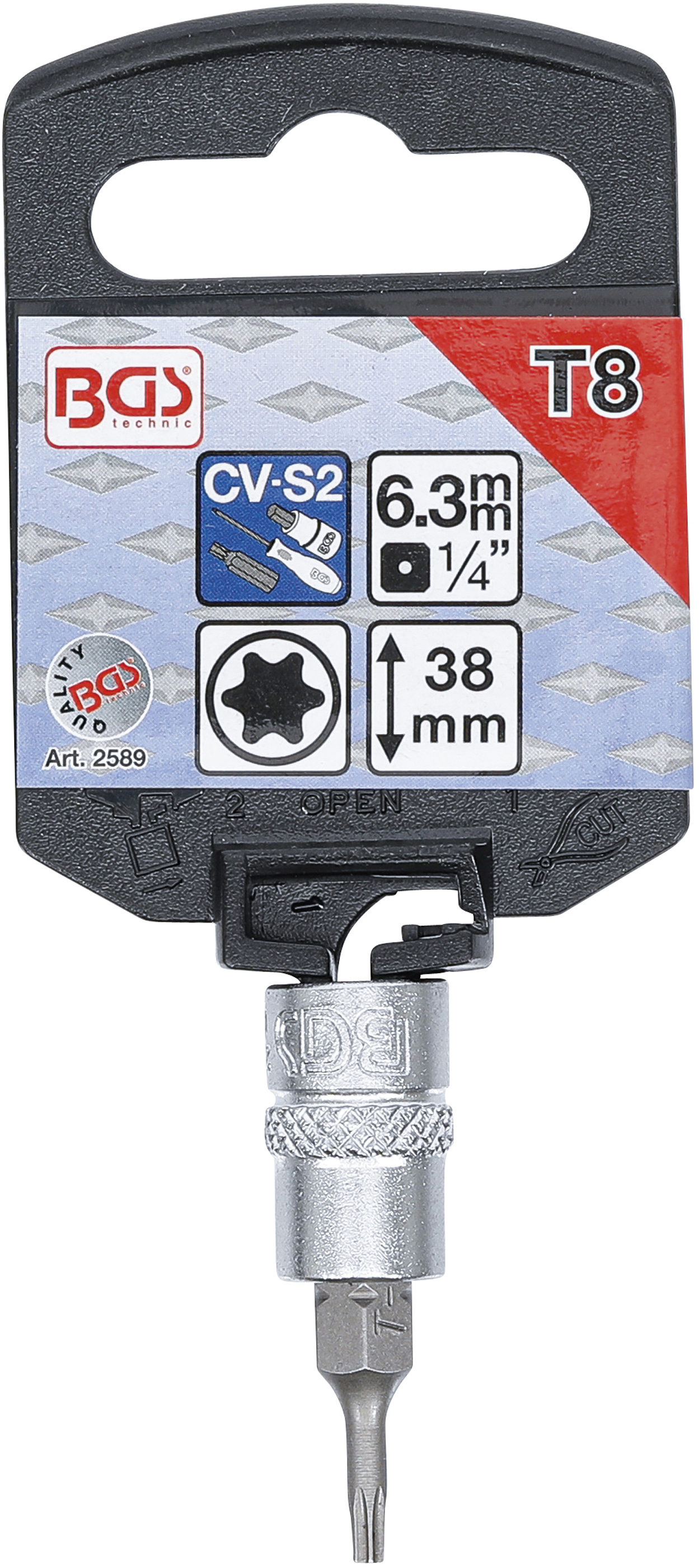 BGS Bit-Einsatz | Antrieb Innenvierkant 6,3 mm (1/4") | T-Profil (für Torx) T8