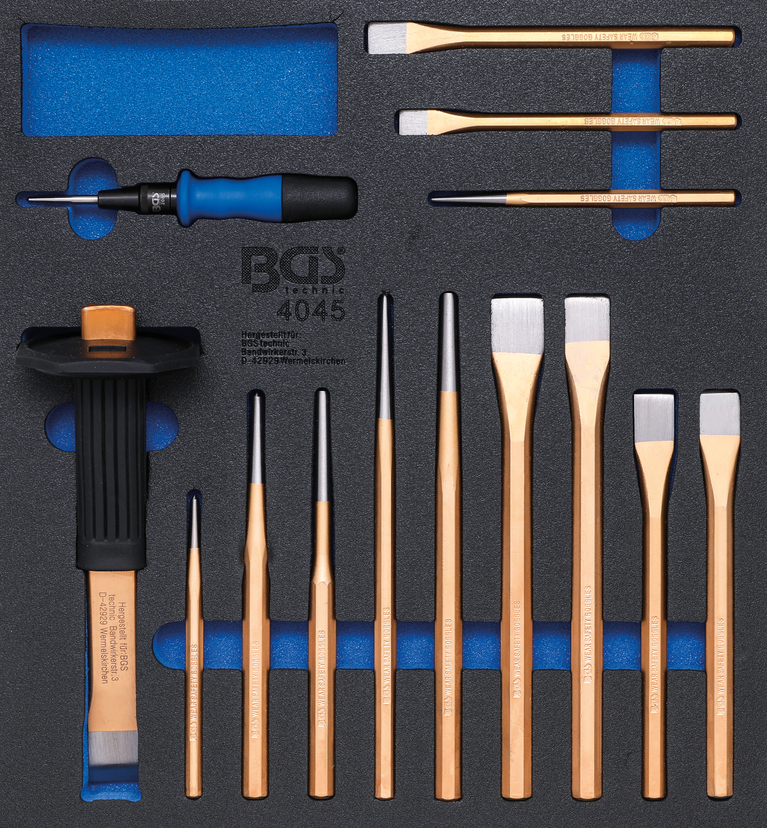 BGS Werkstattwageneinlage 2/3: Körner, Meißel, Splintentreiber | 14-tlg.