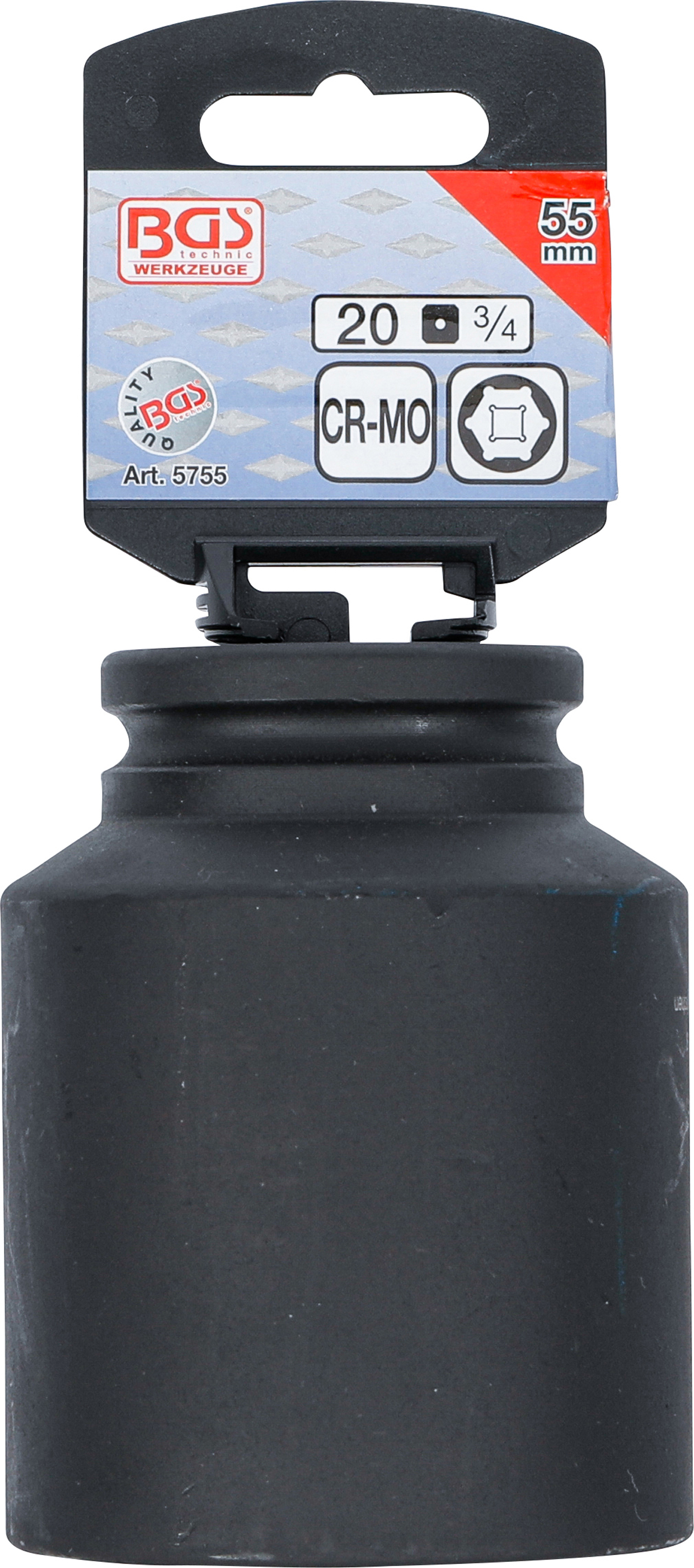 BGS Kraft-Steckschlüssel-Einsatz Sechskant, tief | Antrieb Innenvierkant 20 mm (3/4") | SW 55 mm