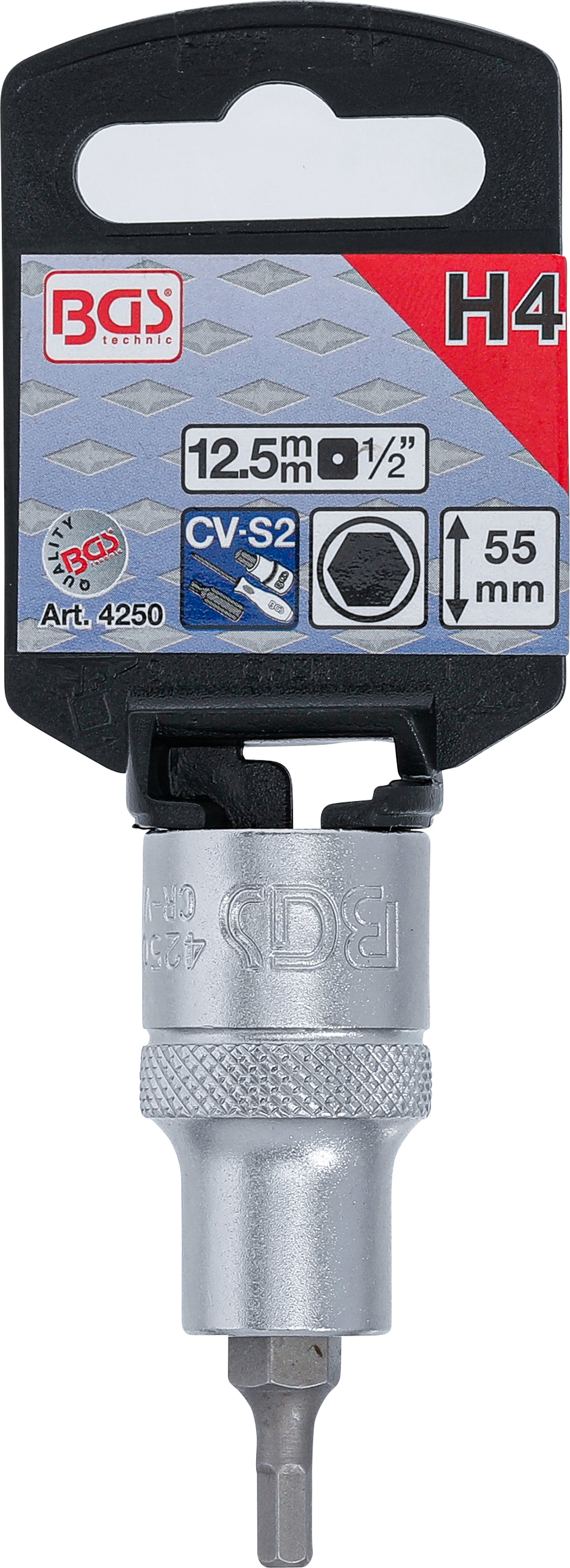 BGS Bit-Einsatz | Antrieb Innenvierkant 12,5 mm (1/2") | Innensechskant 4 mm