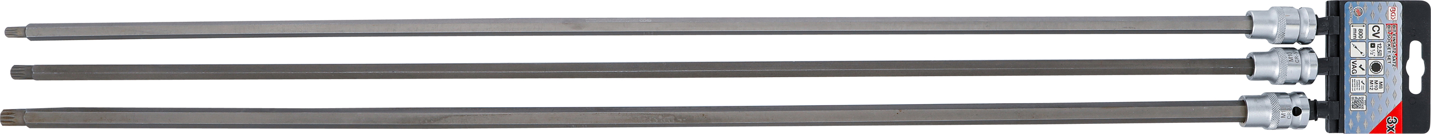 BGS Bit-Einsatz-Satz | Länge 800 mm | Antrieb Innenvierkant 12,5 mm (1/2") | Innenvielzahn (für XZN) | für VAG | 3-tlg.