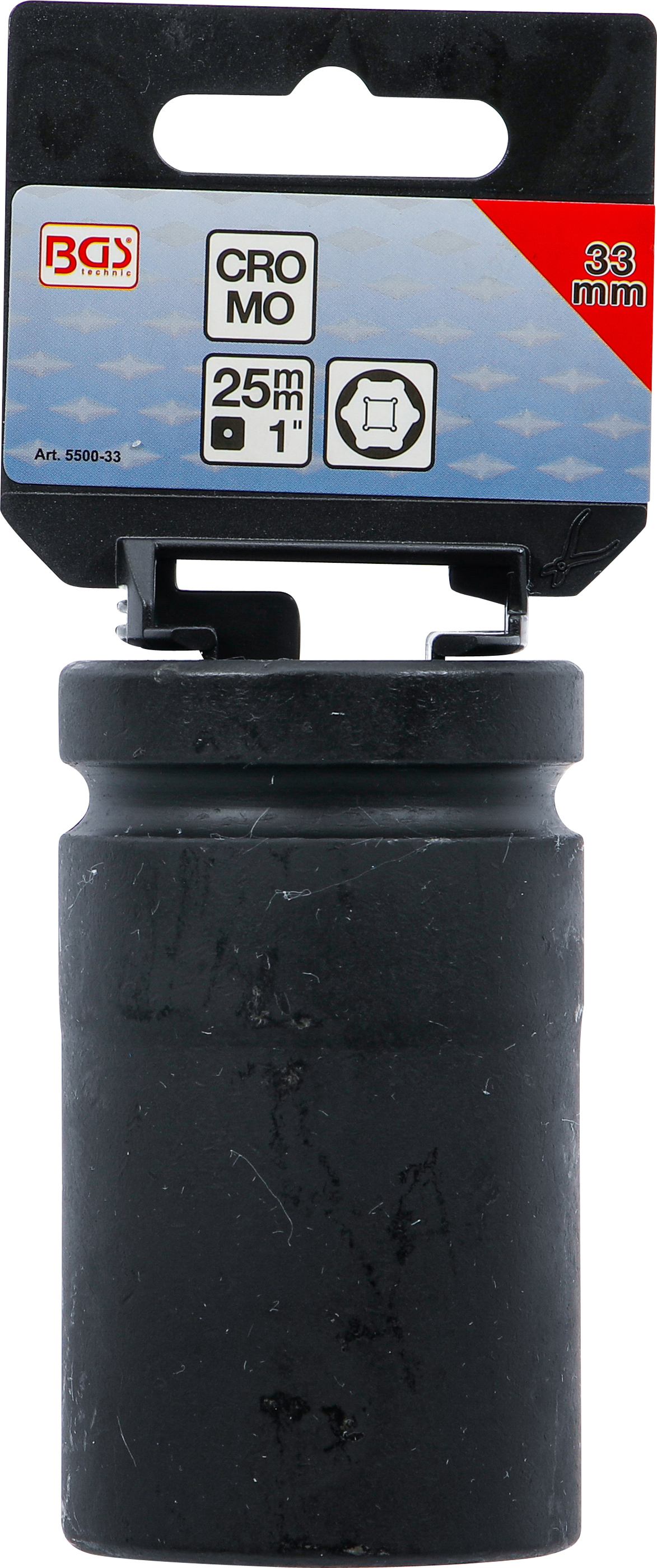 BGS Kraft-Steckschlüssel-Einsatz Sechskant, tief | Antrieb Innenvierkant 25 mm (1") | SW 33 mm