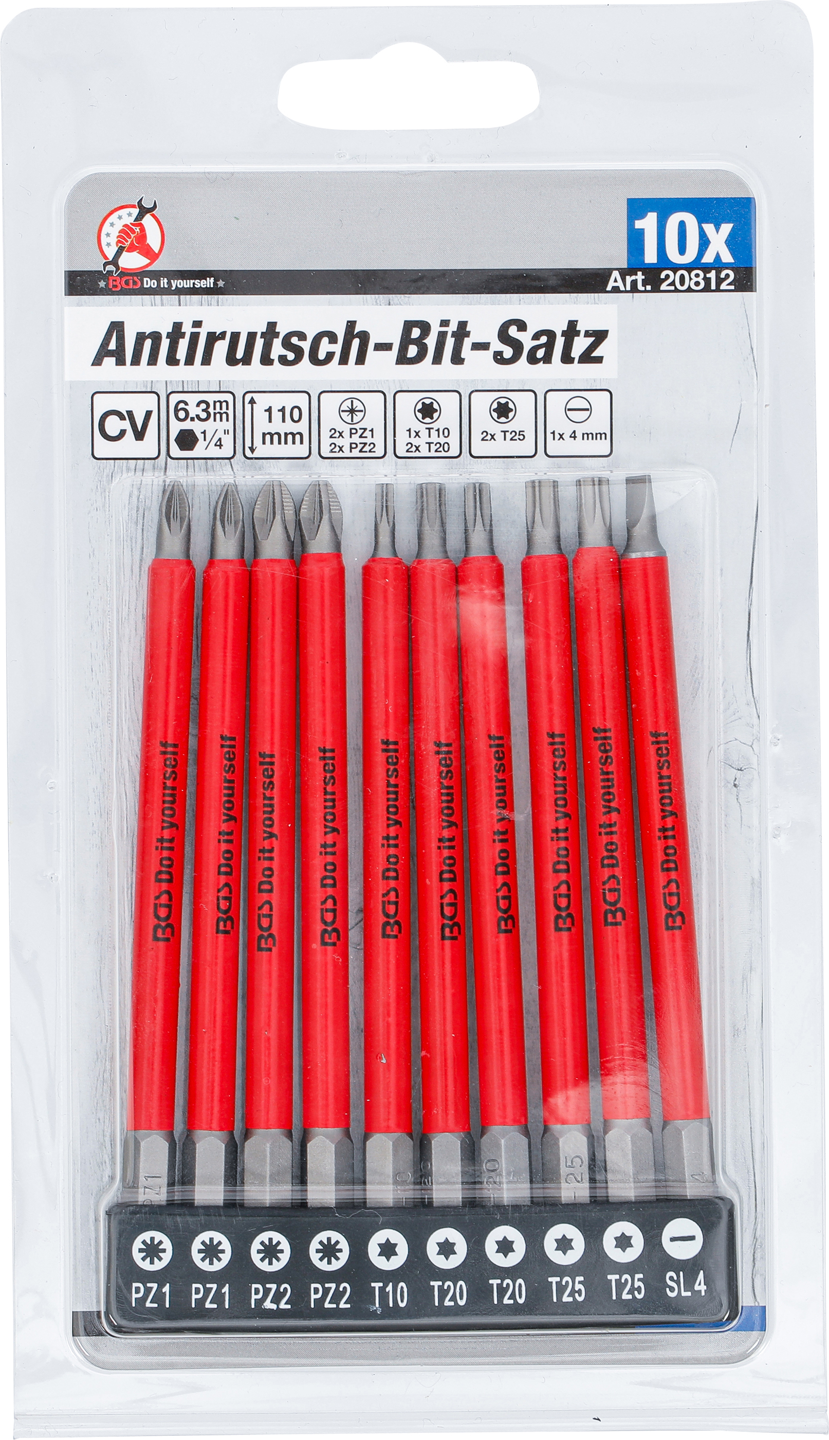 BGS Antirutsch-Bit-Satz | magnetisch | 110 mm | 10-tlg.