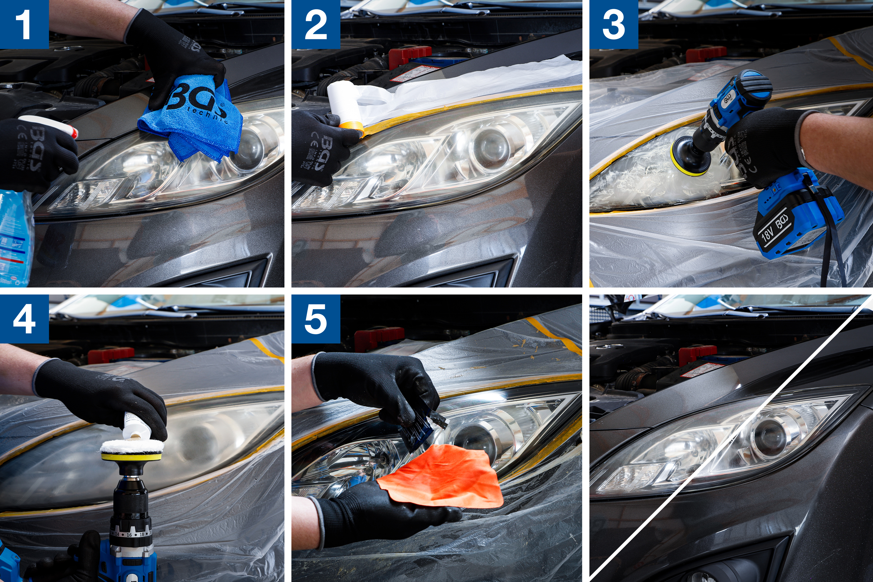 BGS Fahrzeugscheinwerfer-Aufbereitungs-Kit | 14-tlg.