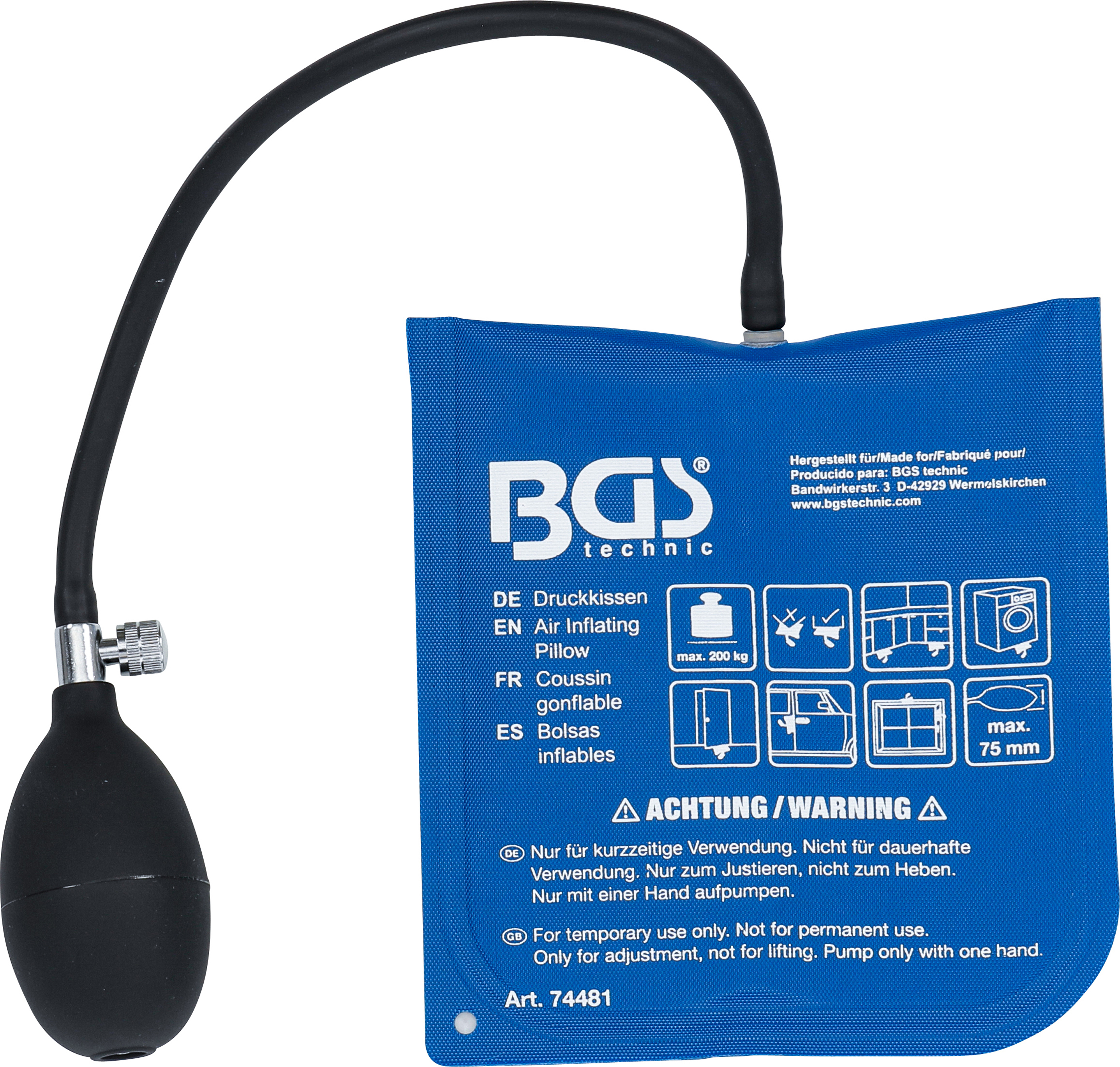 BGS Druckkissen | mit Handpumpe | Quadrat | 165 x 150 mm