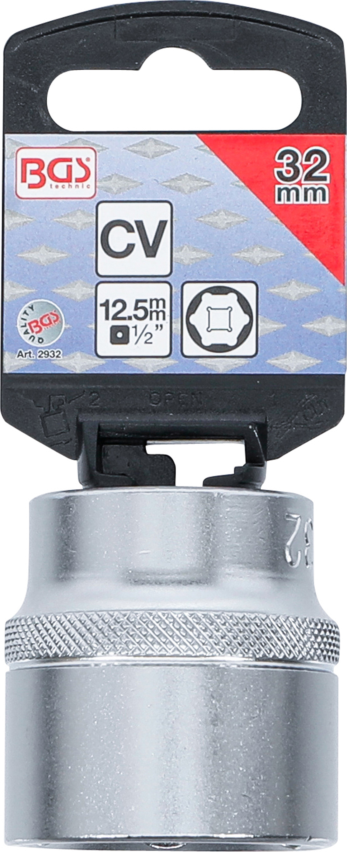 BGS Steckschlüssel-Einsatz Sechskant | Antrieb Innenvierkant 12,5 mm (1/2") | SW 32 mm