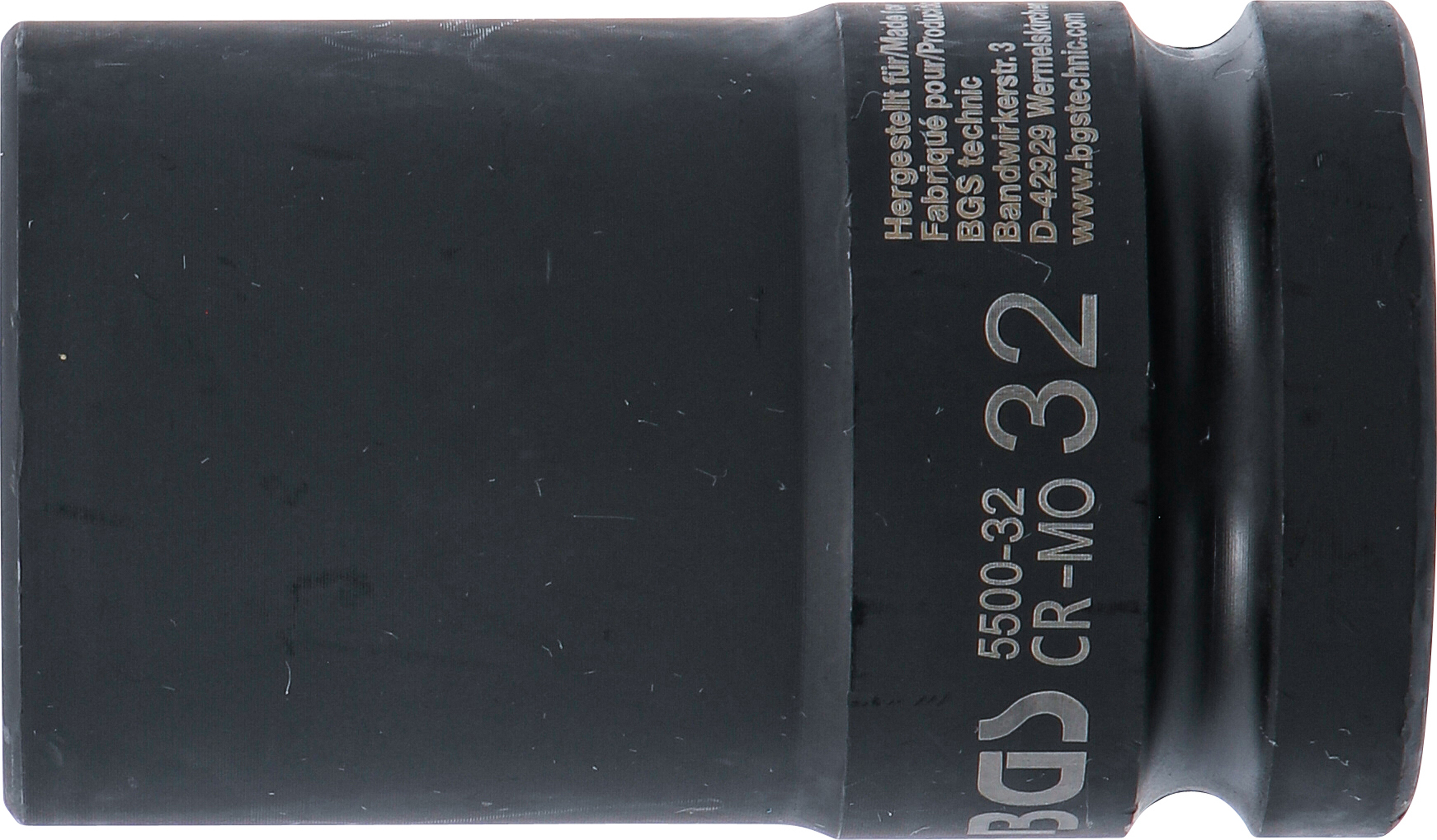 BGS Kraft-Steckschlüssel-Einsatz Sechskant, tief | Antrieb Innenvierkant 25 mm (1") | SW 32 mm