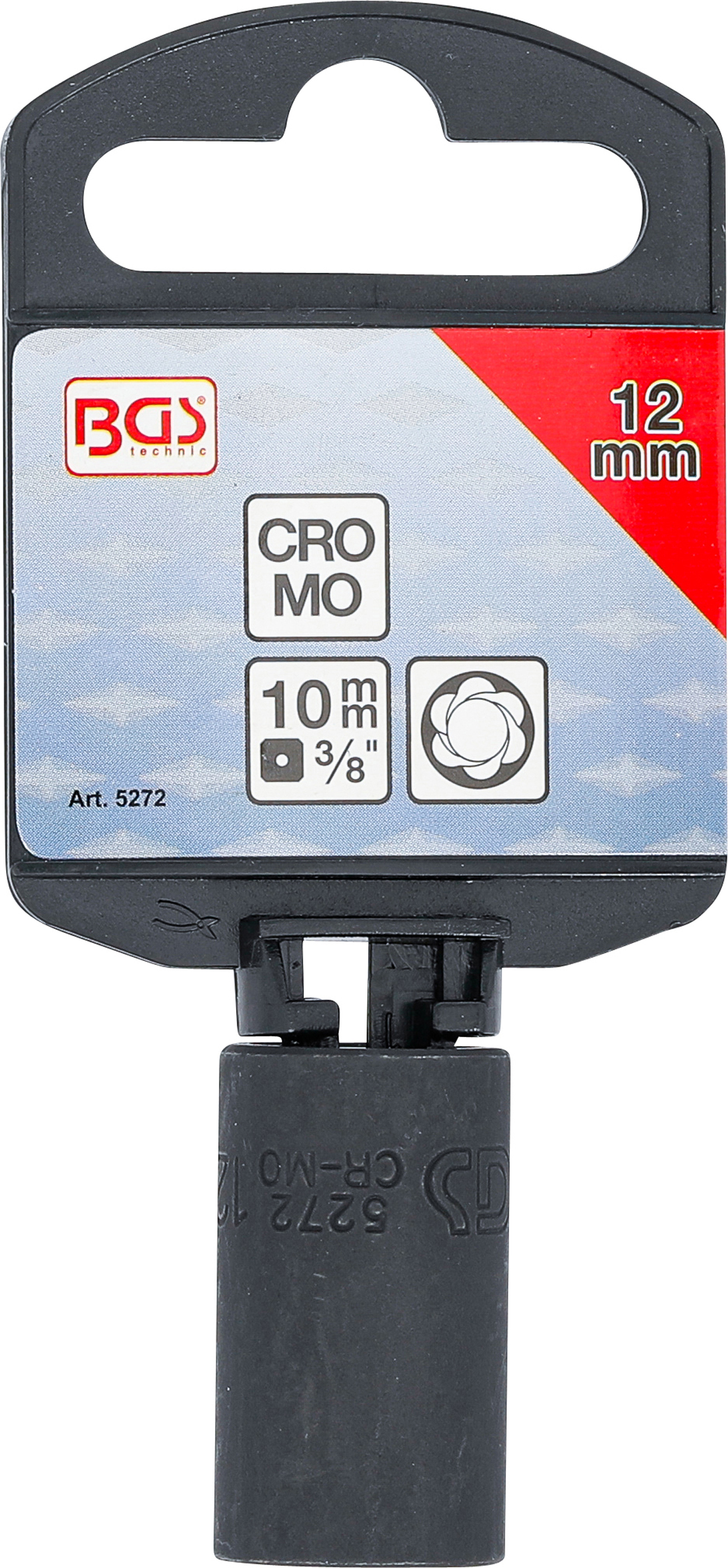 BGS Spiral-Profil-Steckschlüssel-Einsatz / Schraubenausdreher | Antrieb Innenvierkant 10 mm (3/8") | SW 12 mm