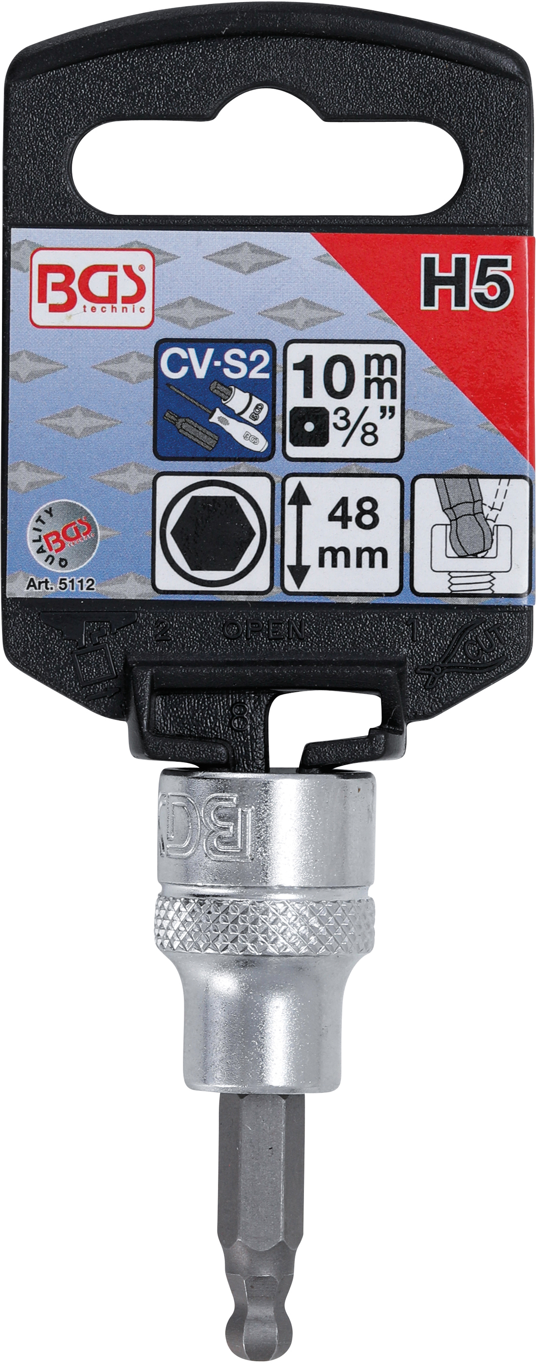 BGS Bit-Einsatz | Antrieb Innenvierkant 10 mm (3/8") | Innensechskant mit Kugelkopf 5 mm