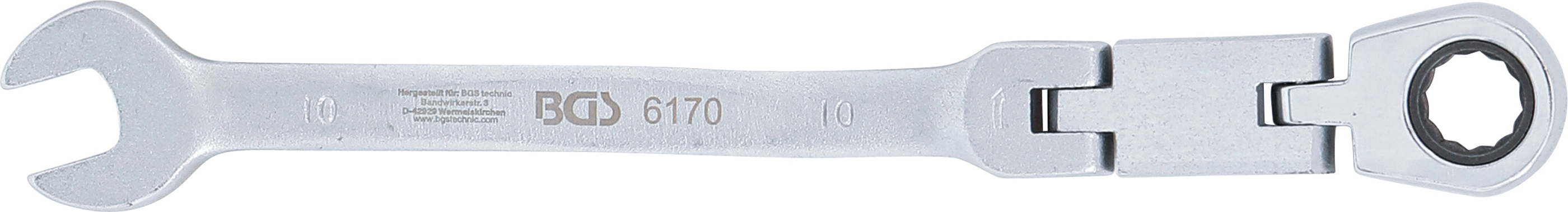BGS Doppelgelenk-Ratschenring-Maulschlüssel | abwinkelbar | SW 10 mm