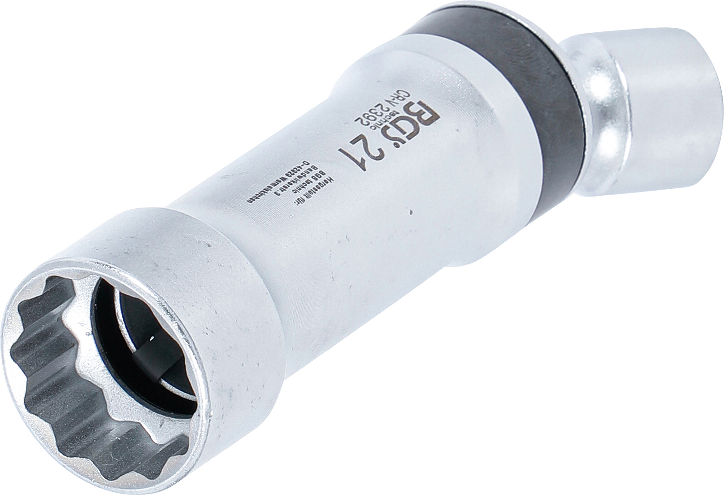 BGS Zündkerzen-Gelenkeinsatz Zwölfkant mit Haltefeder | Antrieb Innenvierkant 10 mm (3/8") | SW 21 mm