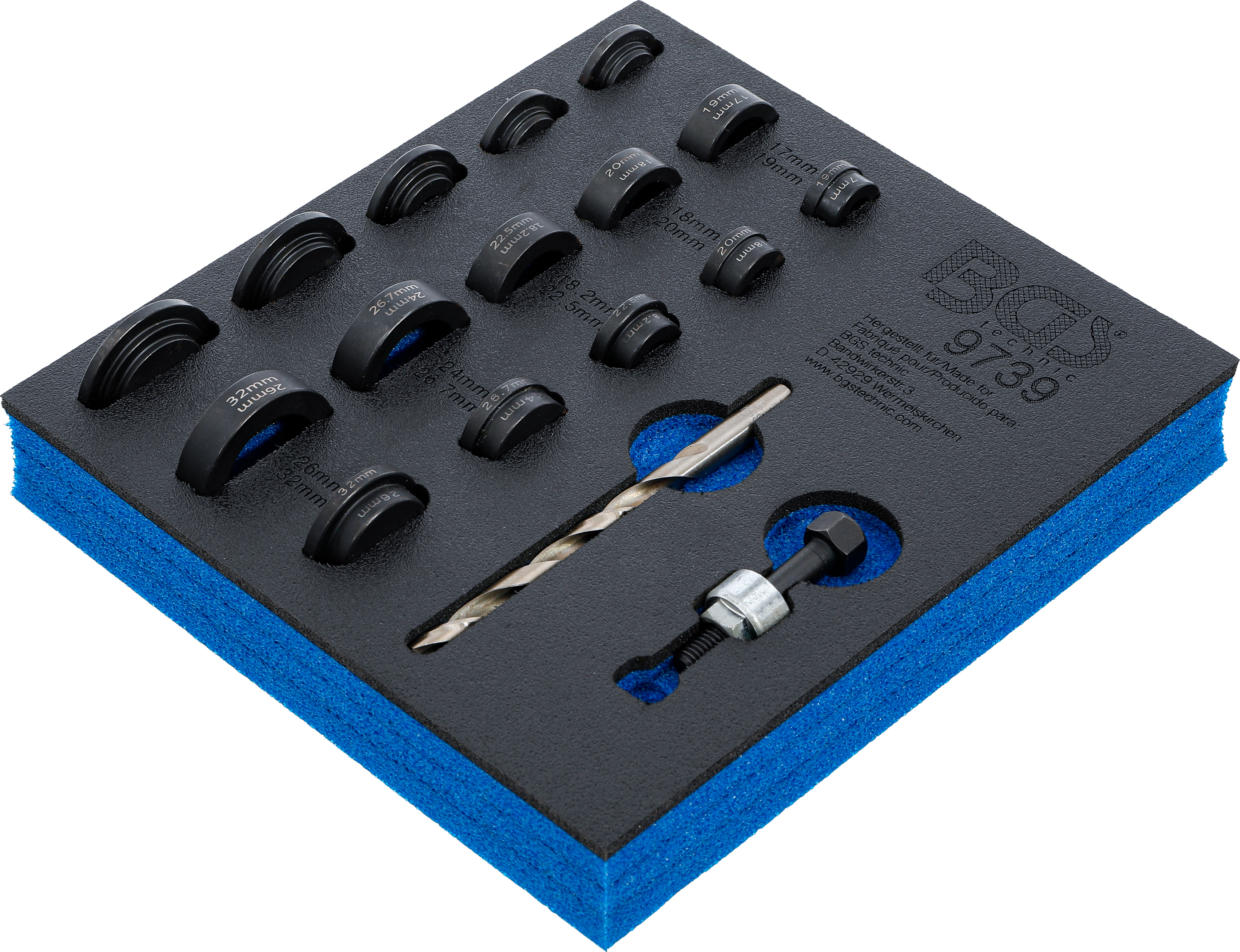 BGS Werkstattwageneinlage 1/6: Lochstanz-Satz | für Einparksensoren | Ø 17 - 32 mm
