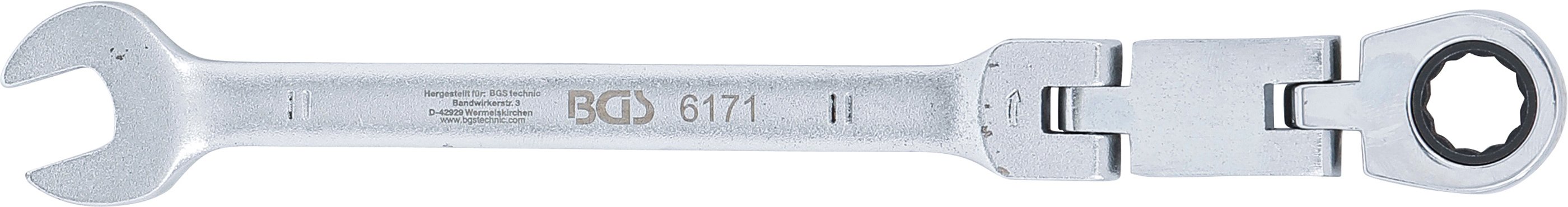 BGS Doppelgelenk-Ratschenring-Maulschlüssel | abwinkelbar | SW 11 mm