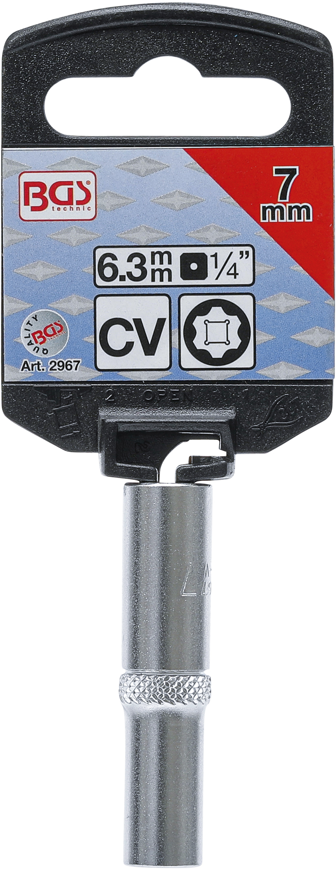 BGS Steckschlüssel-Einsatz Super Lock, tief | Antrieb Innenvierkant 6,3 mm (1/4") | SW 7 mm