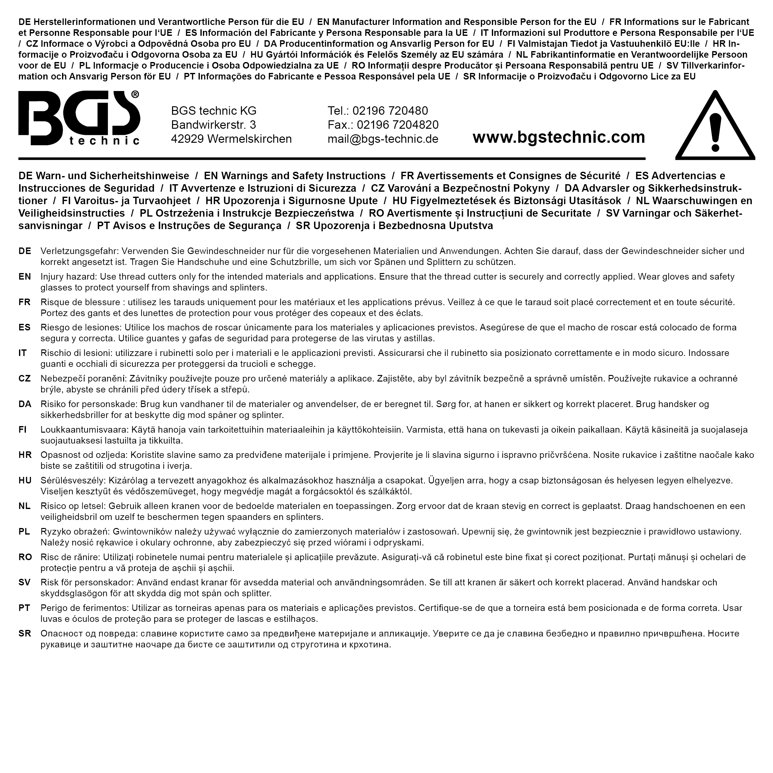 BGS Gewindeschneid-Satz | metrisch / Zoll | 110-tlg.