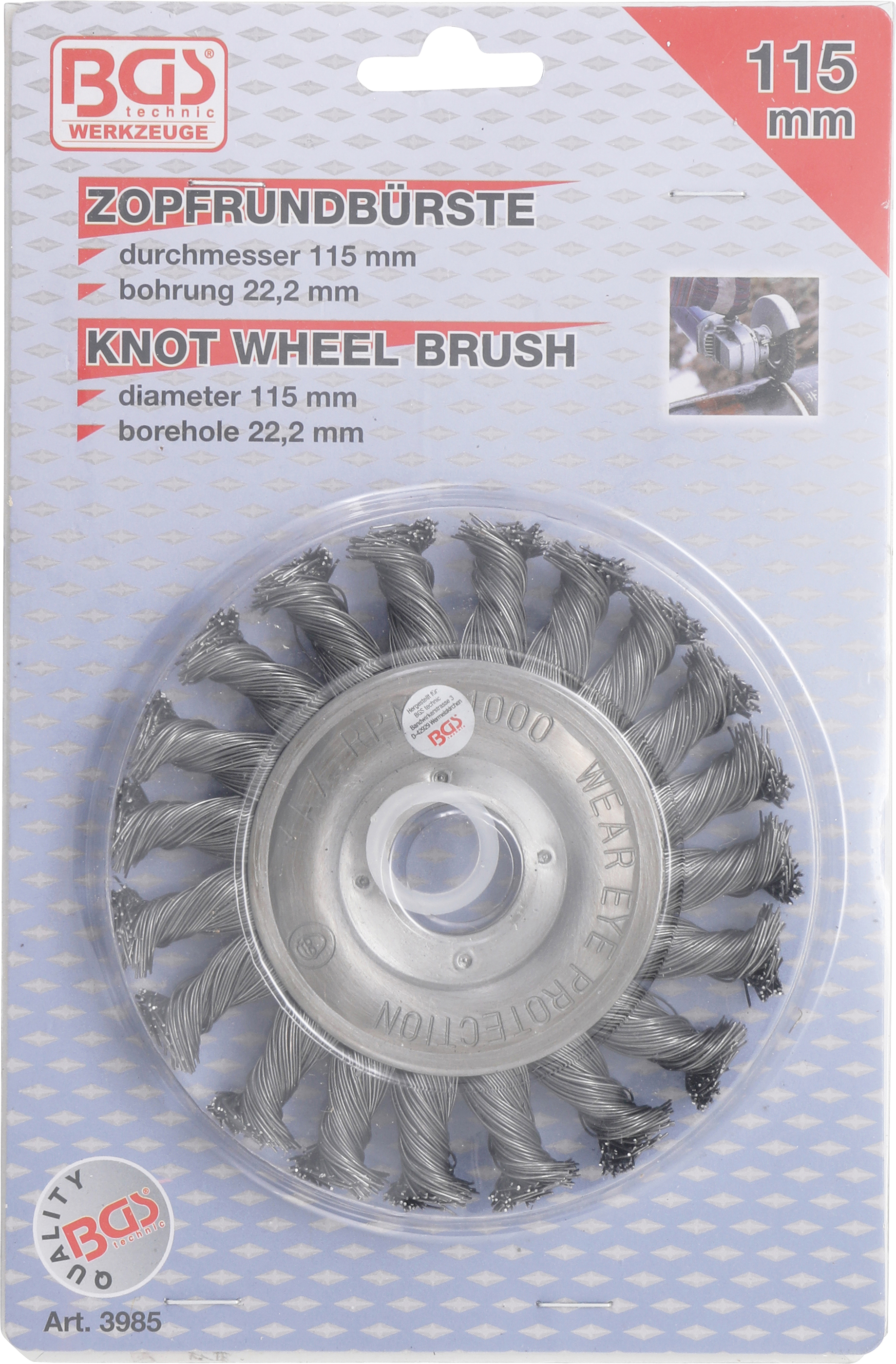 BGS Scheibenbürste / Zopfrundbürste | Ø 115 mm