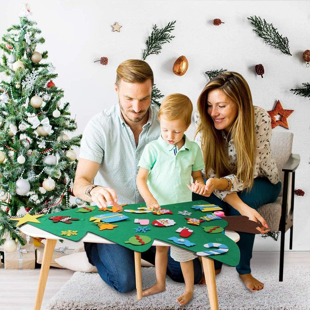 GOODGDN Filz Weihnachtsbaum, Filz Weihnachtsbaum Set mit Ornamente für Kinder, Neujahr Tür Wandbehang Dekorationen 95cm DIY Weihnachtsbaum Dekoration 