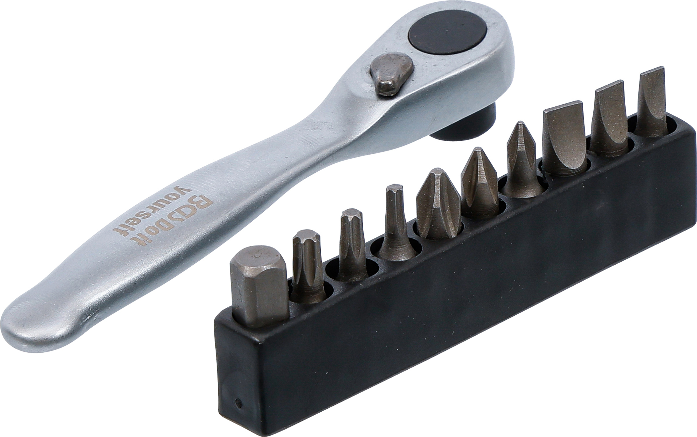 BGS Bit-Satz | mit Bit-Knarre | Antrieb Außensechskant 6,3 mm (1/4") | 11-tlg.