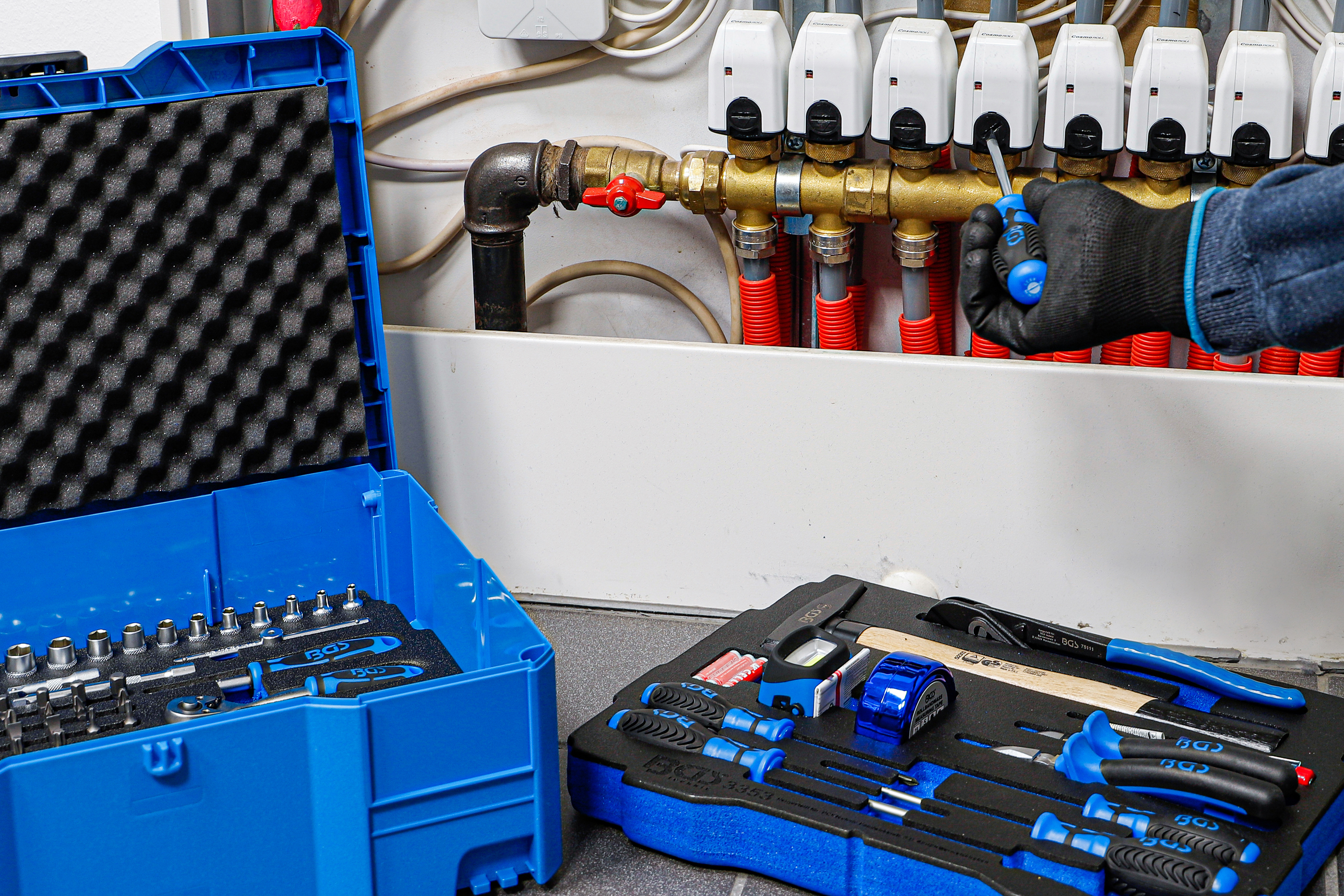 BGS Steckschlüssel- und Hammer-, Zangen-, Schraubendreher-Satz | 6,3 mm (1/4") / 12,5 mm (1/2") | BGS systainer® | 77-tlg.