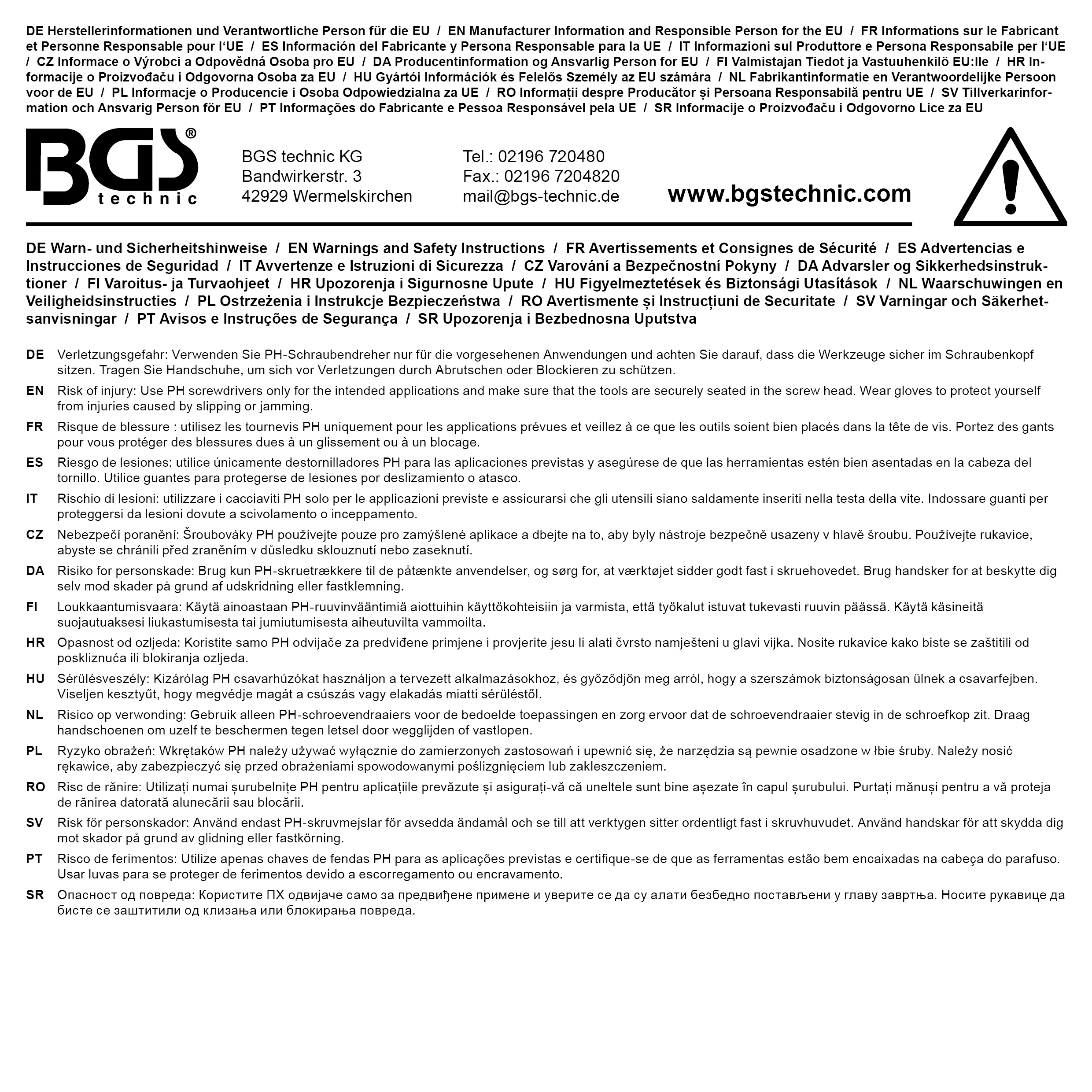 BGS Vergaser-Schraubendreher | Kreuzschlitz PH2 | Klingenlänge 38 mm