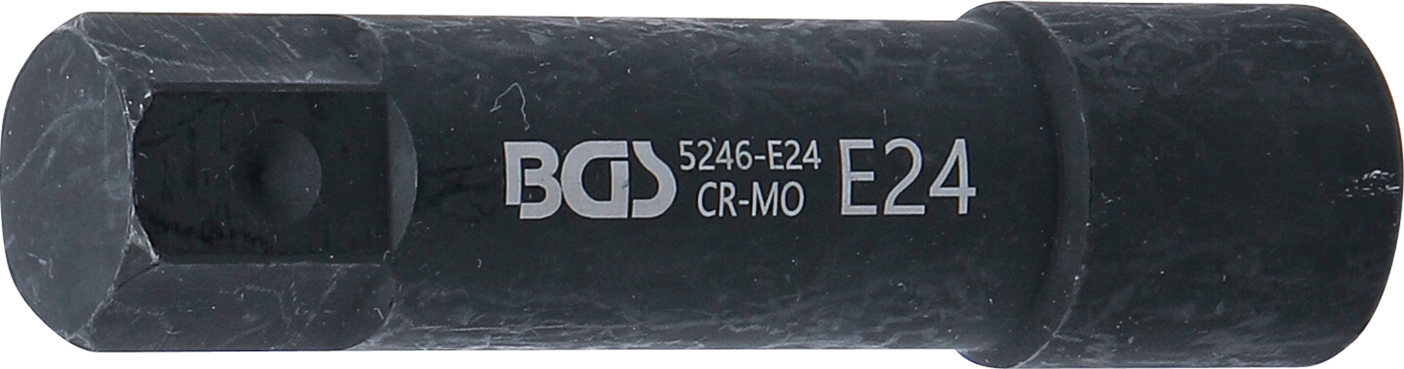 BGS Steckschlüssel-Einsatz E-Profil, extra lang | Antrieb Außensechskant 22 mm | SW E24