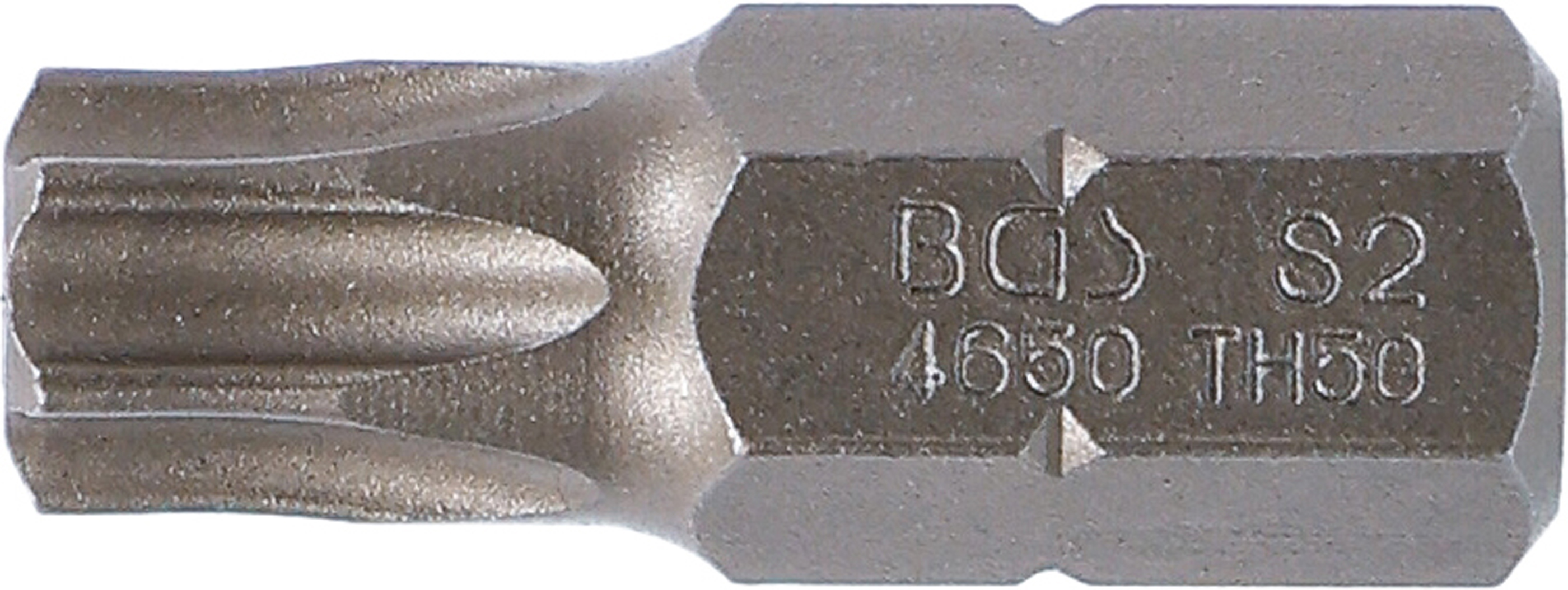 BGS Bit | Länge 30 mm | Antrieb Außensechskant 10 mm (3/8") | T-Profil (für Torx) mit Bohrung T50