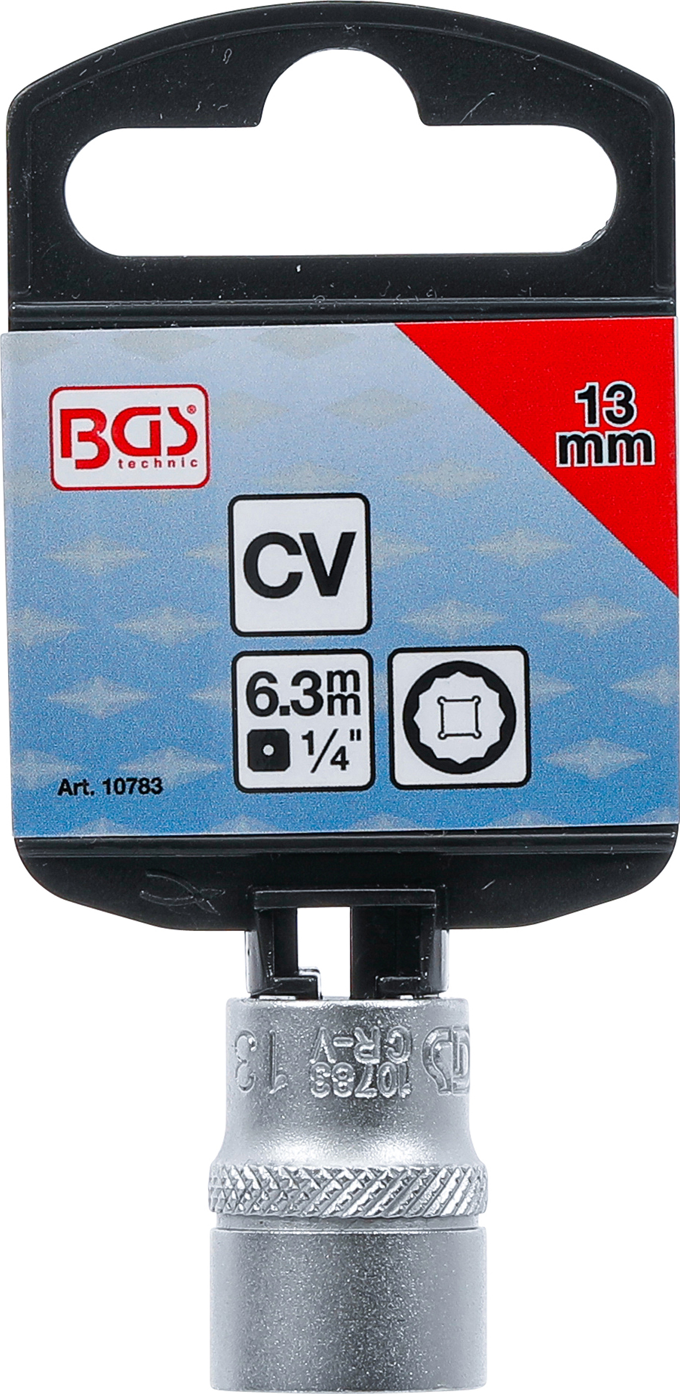 BGS Steckschlüssel-Einsatz Zwölfkant | Antrieb Innenvierkant 6,3 mm (1/4") | SW 13 mm