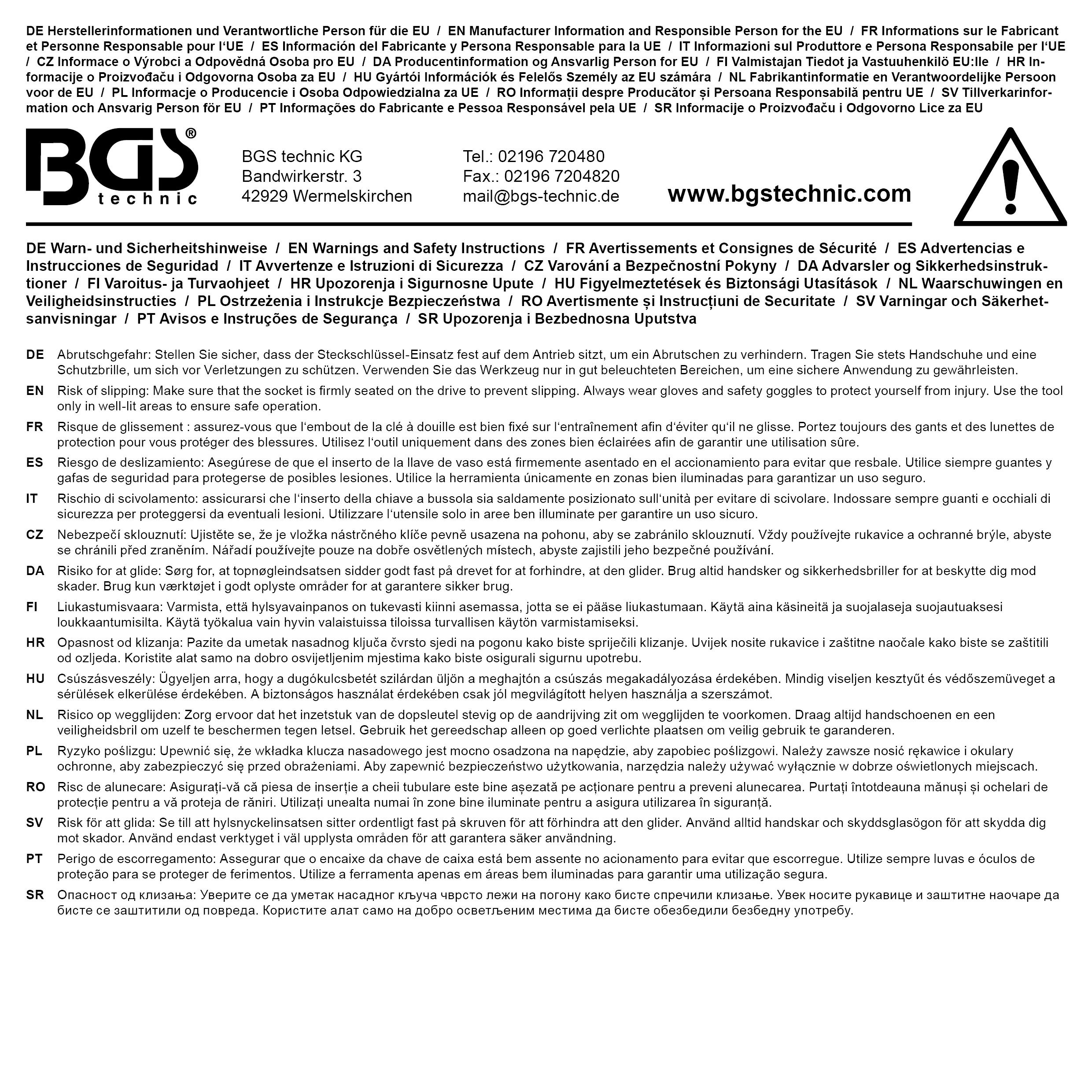 BGS Steckschlüssel-Einsatz Sechskant, extra tief | Antrieb Innenvierkant 10 mm (3/8") | 8 mm