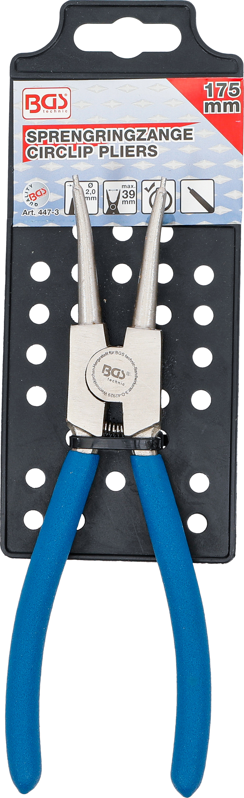 BGS Sprengringzange | gerade | für Außensprengringe | 175 mm