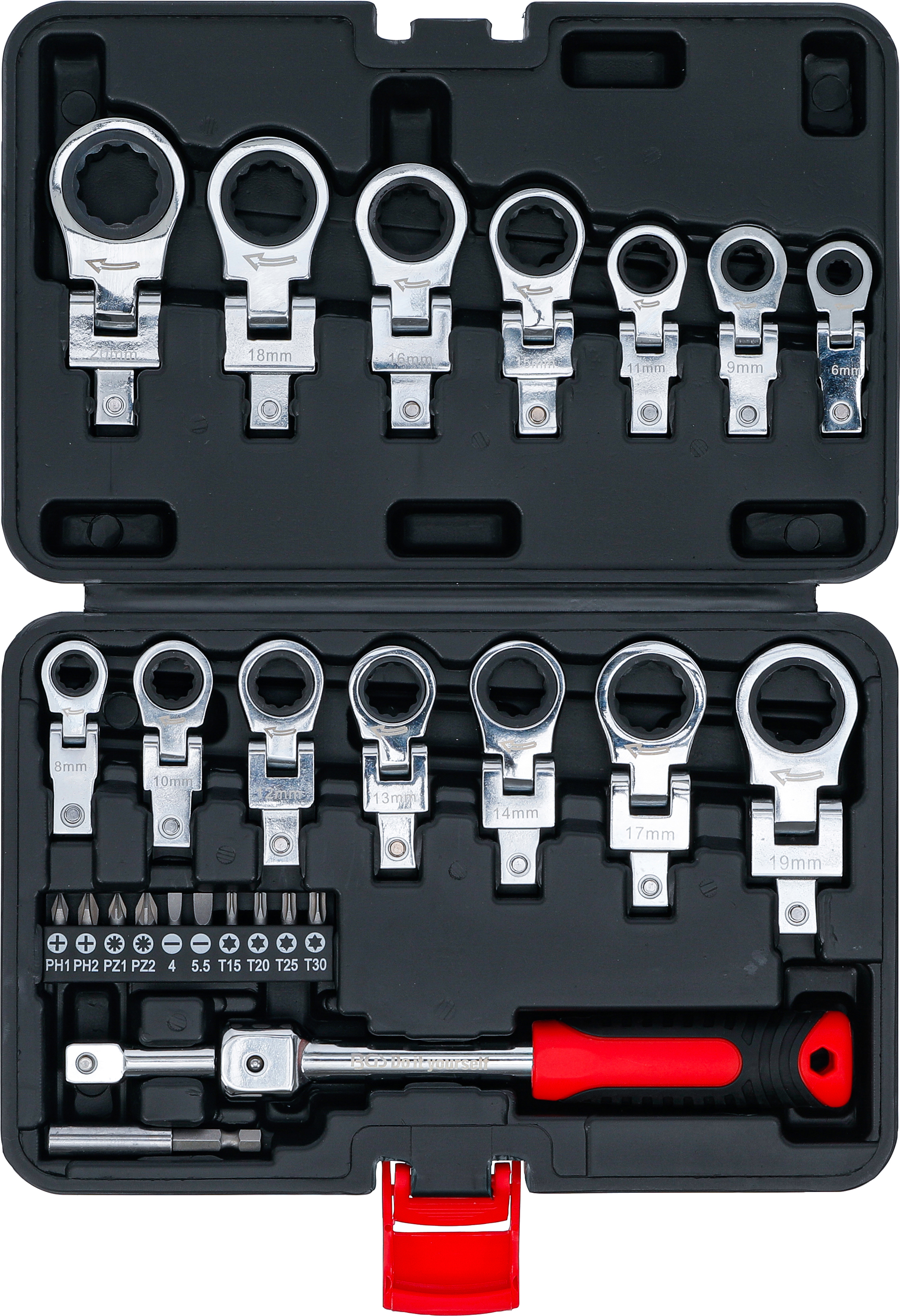 BGS Einsteck-Ratschenring-Schlüssel- und Bit-Satz | 6 - 20 mm | 27-tlg.