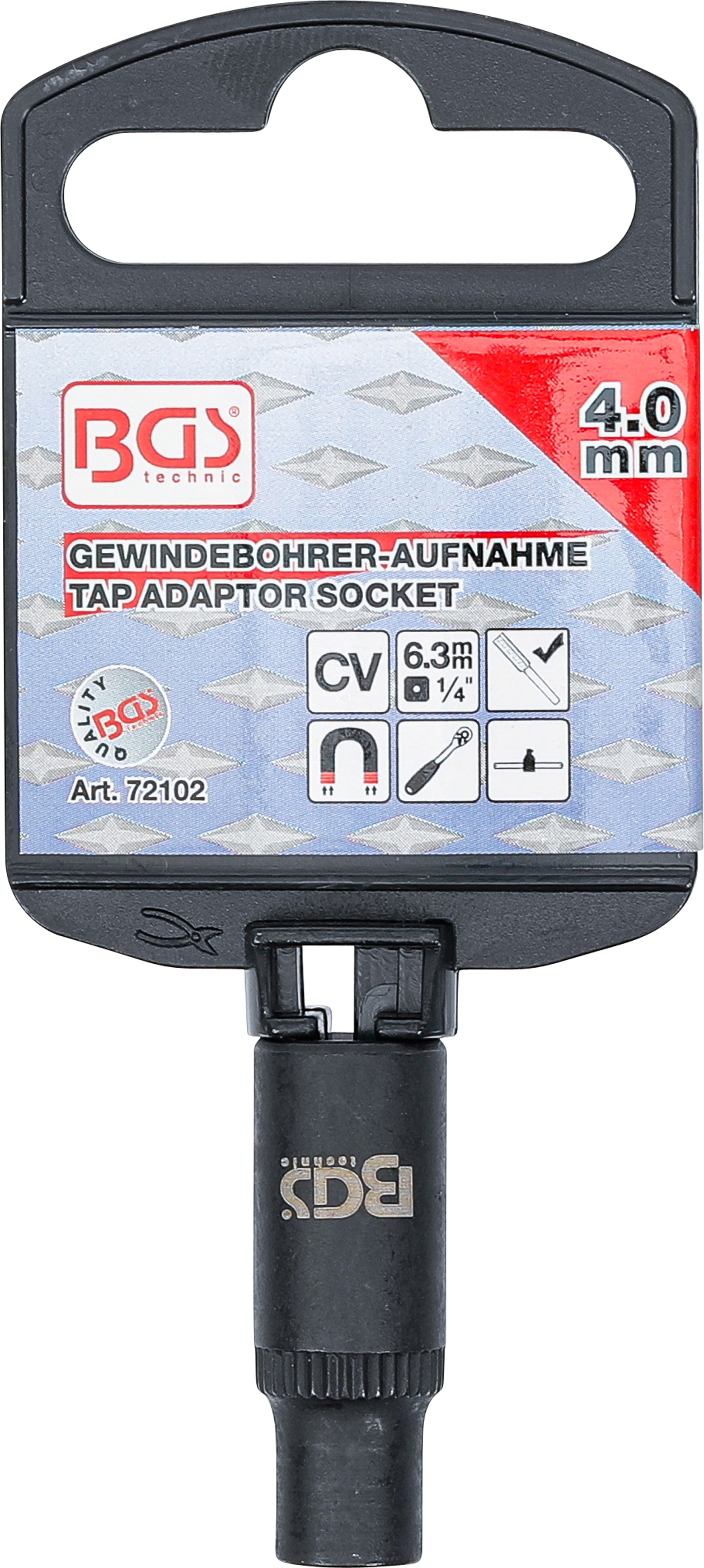 BGS Gewindebohrer-Aufnahme-Steckschlüssel-Einsatz | 6,3 mm (1/4") | 4,0 mm