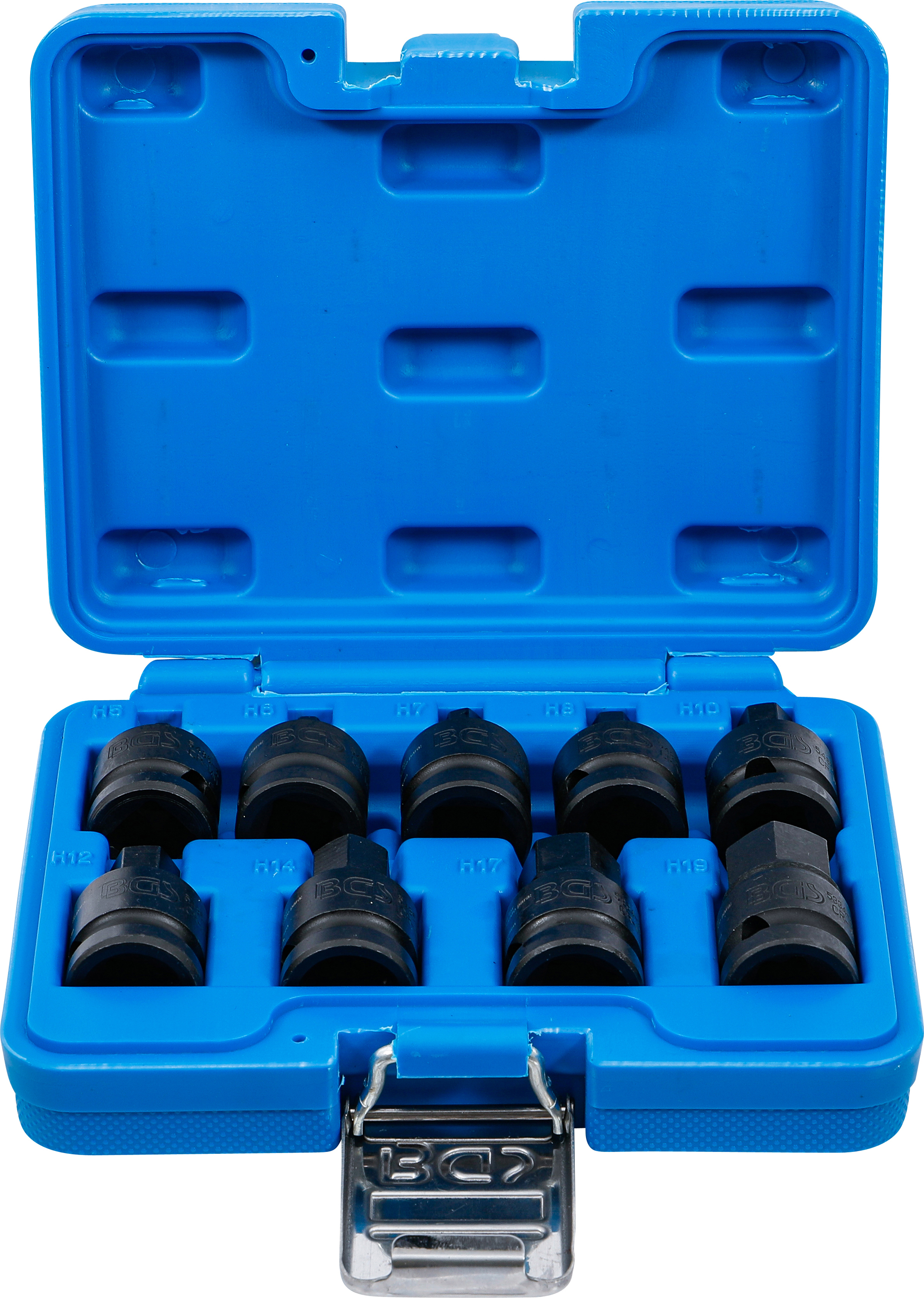 BGS Kraft-Bit-Einsatz-Satz | Antrieb Innenvierkant 12,5 mm (1/2") | Innensechskant 5 - 19 mm | 9-tlg.