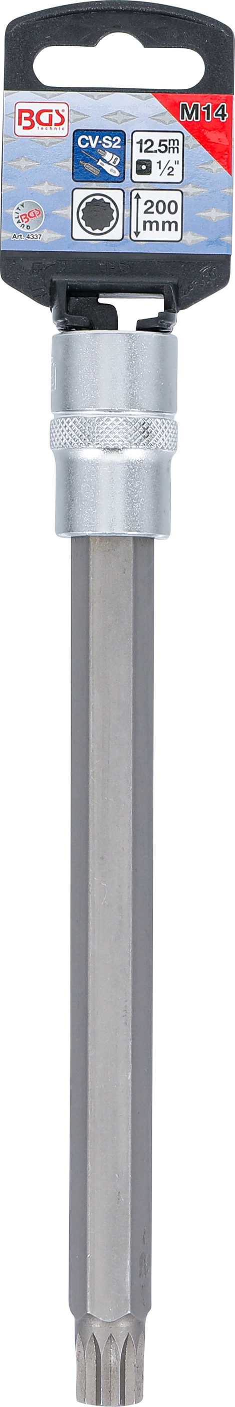 BGS Bit-Einsatz | Länge 200 mm | Antrieb Innenvierkant 12,5 mm (1/2") | Innenvielzahn (für XZN) M14