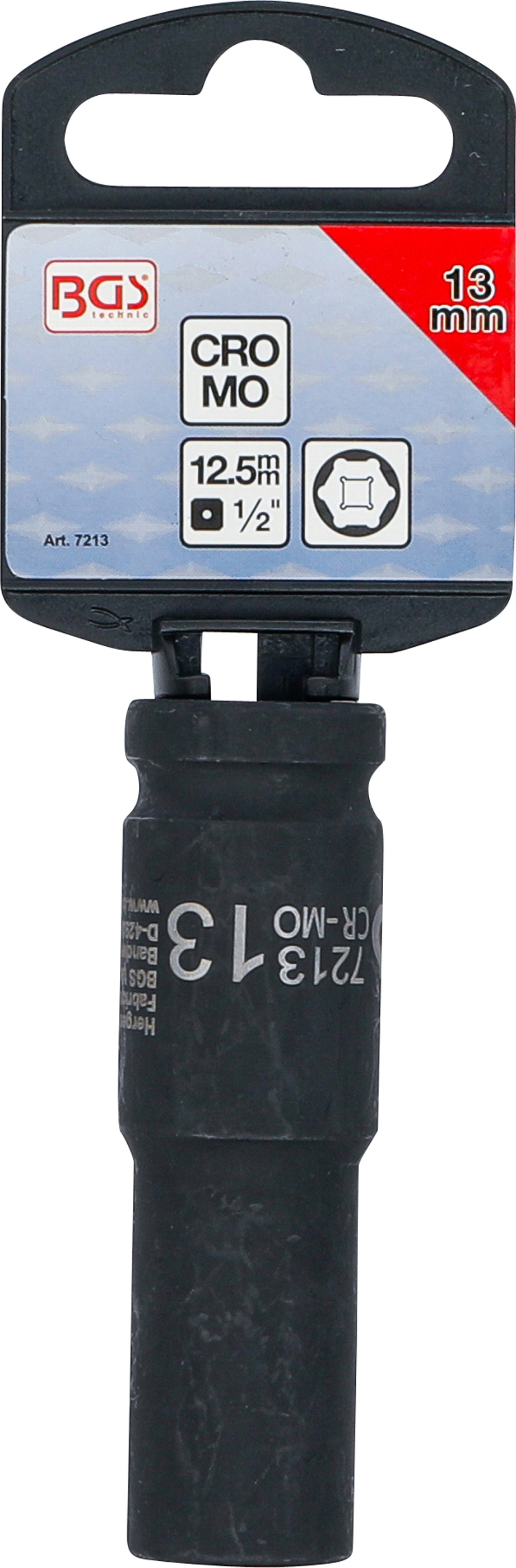 BGS Kraft-Steckschlüssel-Einsatz Sechskant, tief | Antrieb Innenvierkant 12,5 mm (1/2") | SW 13 mm