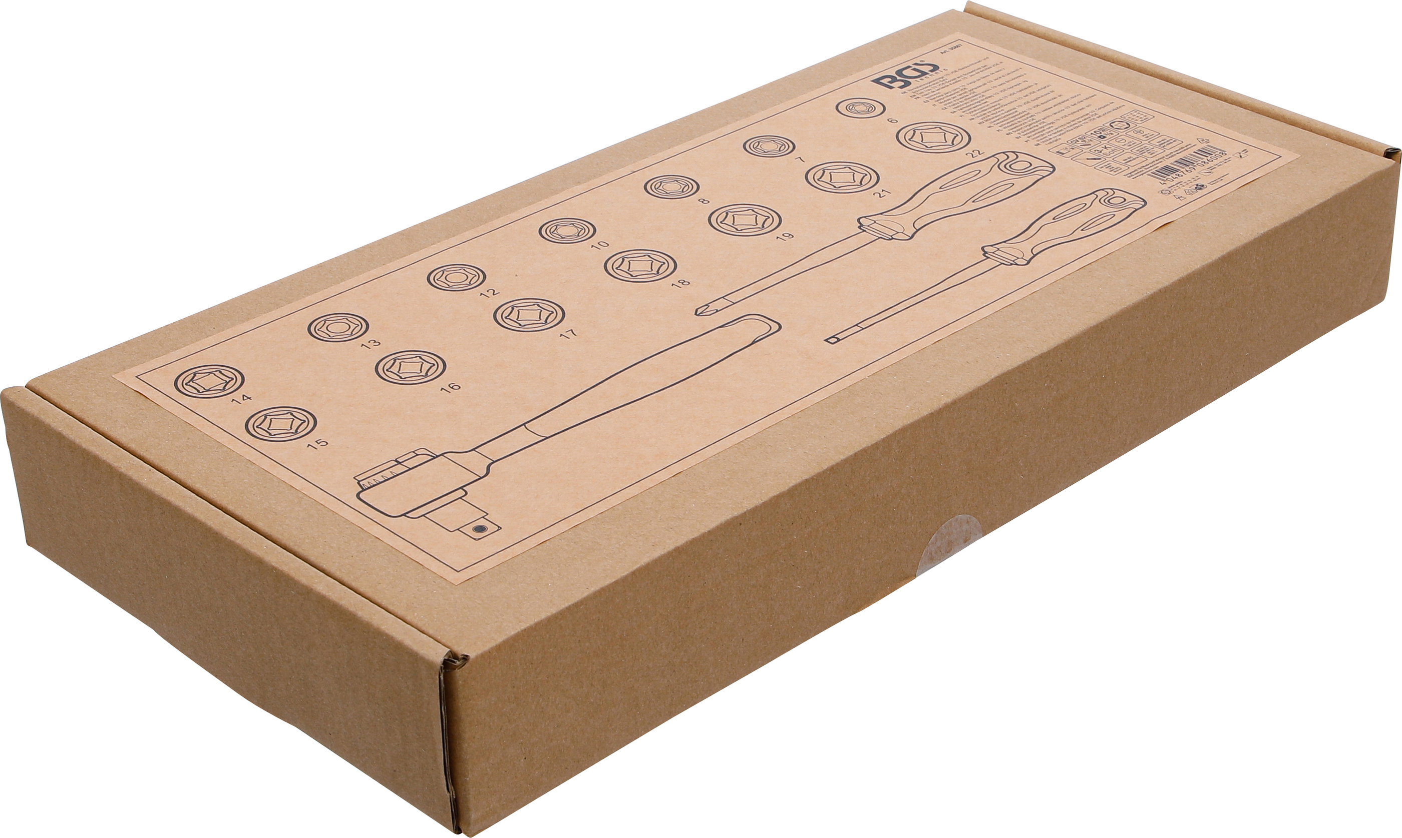 BGS Werkstattwageneinlage 1/3: VDE-Steckschlüssel- und Schraubendreher-Satz | Antrieb Innenvierkant 10 mm (3/8") | 17-tlg.