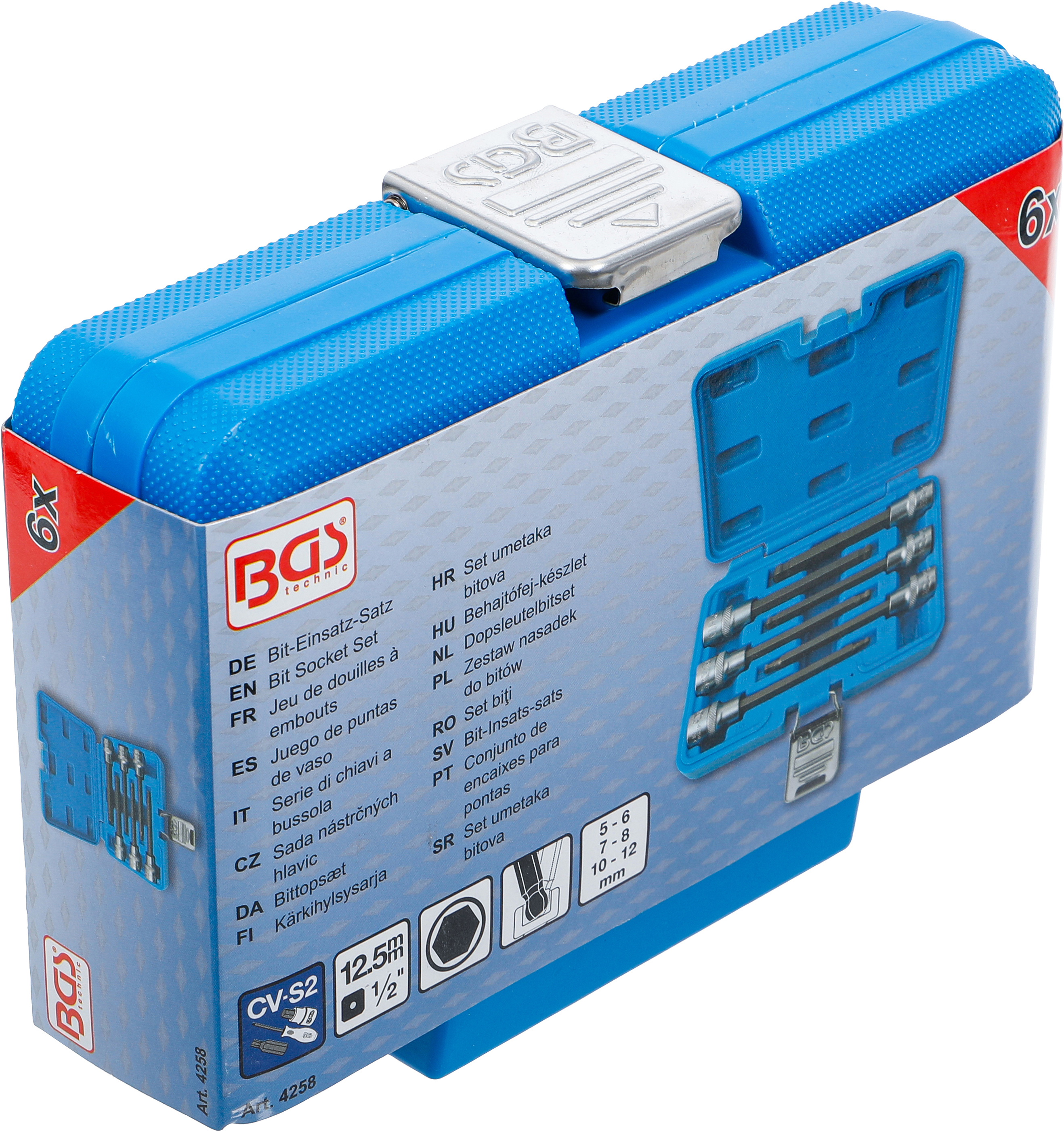 BGS Bit-Einsatz-Satz | Antrieb Innenvierkant 12,5 mm (1/2") | Innensechskant mit Kugelkopf 5 - 12 mm | 6-tlg.