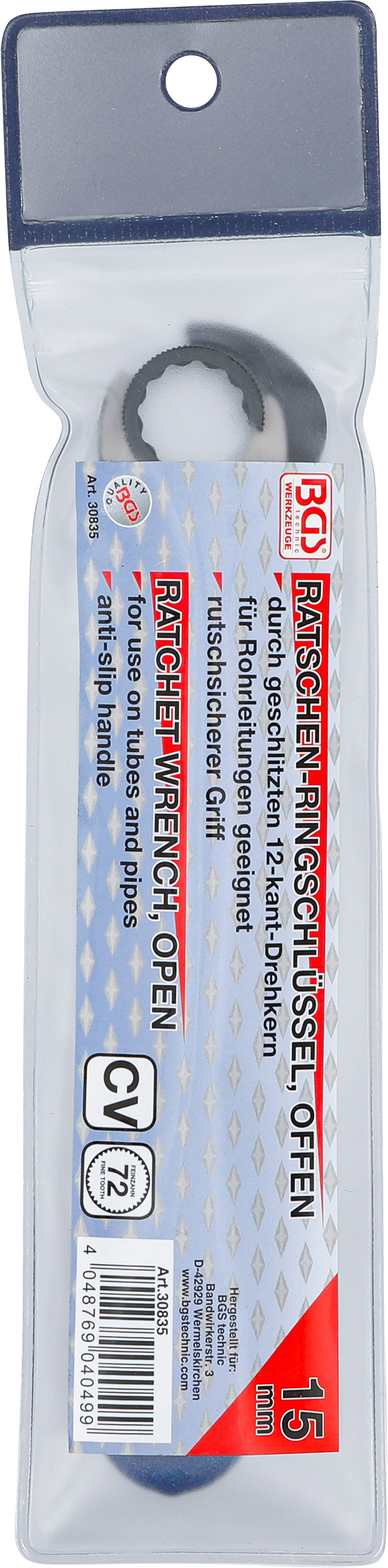 BGS Ratschen-Ringschlüssel, offen | SW 15 mm