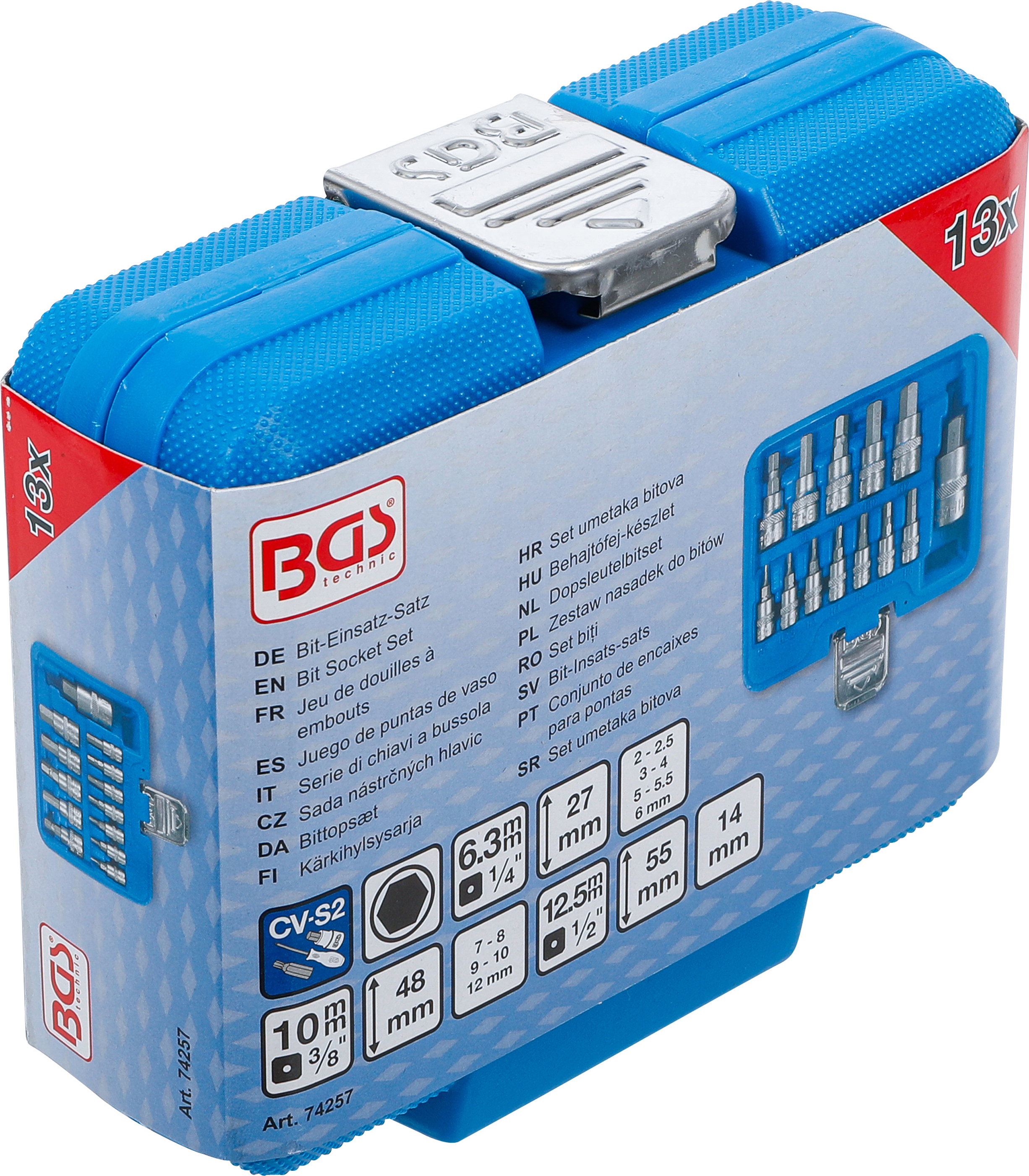 BGS Bit-Einsatz-Satz | Antrieb Innenvierkant 6,3 mm (1/4") / 10 mm (3/8") / 12,5 mm (1/2") | Innensechskant 2 - 14 mm | 13-tlg.