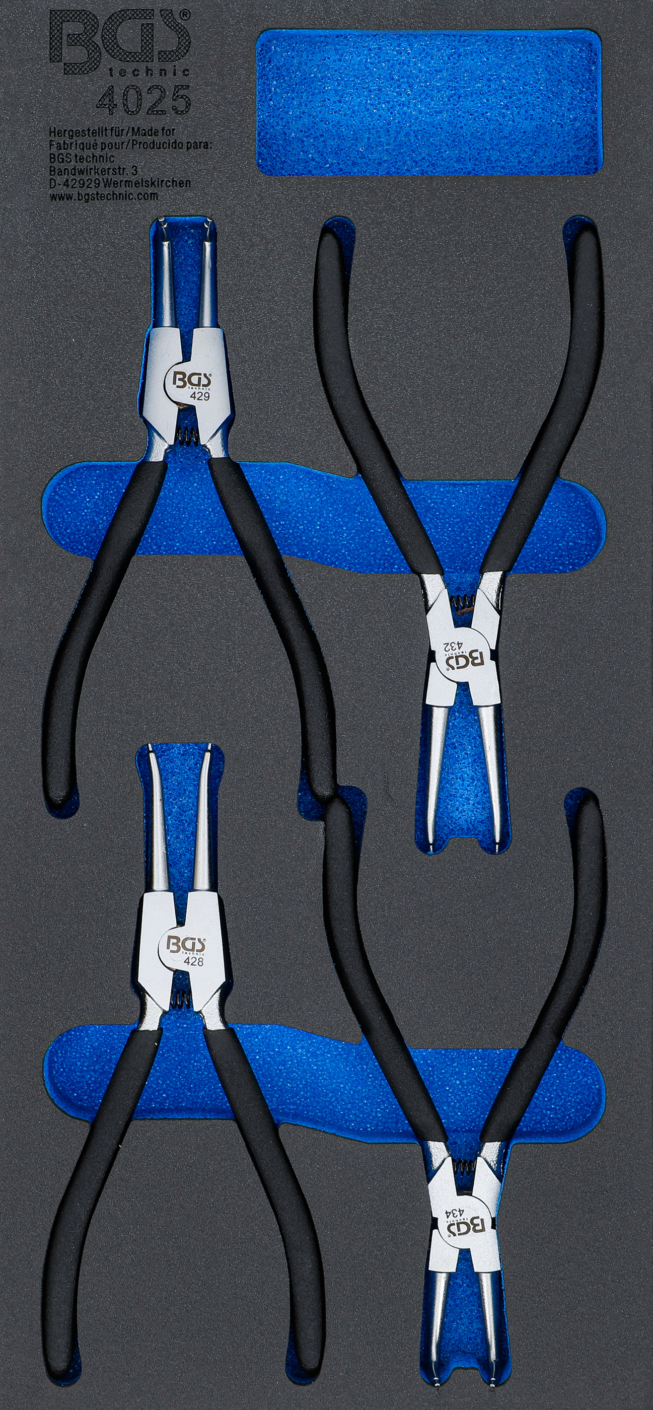 BGS Werkstattwageneinlage 1/3: Sprengringzangen-Satz | 4-tlg.