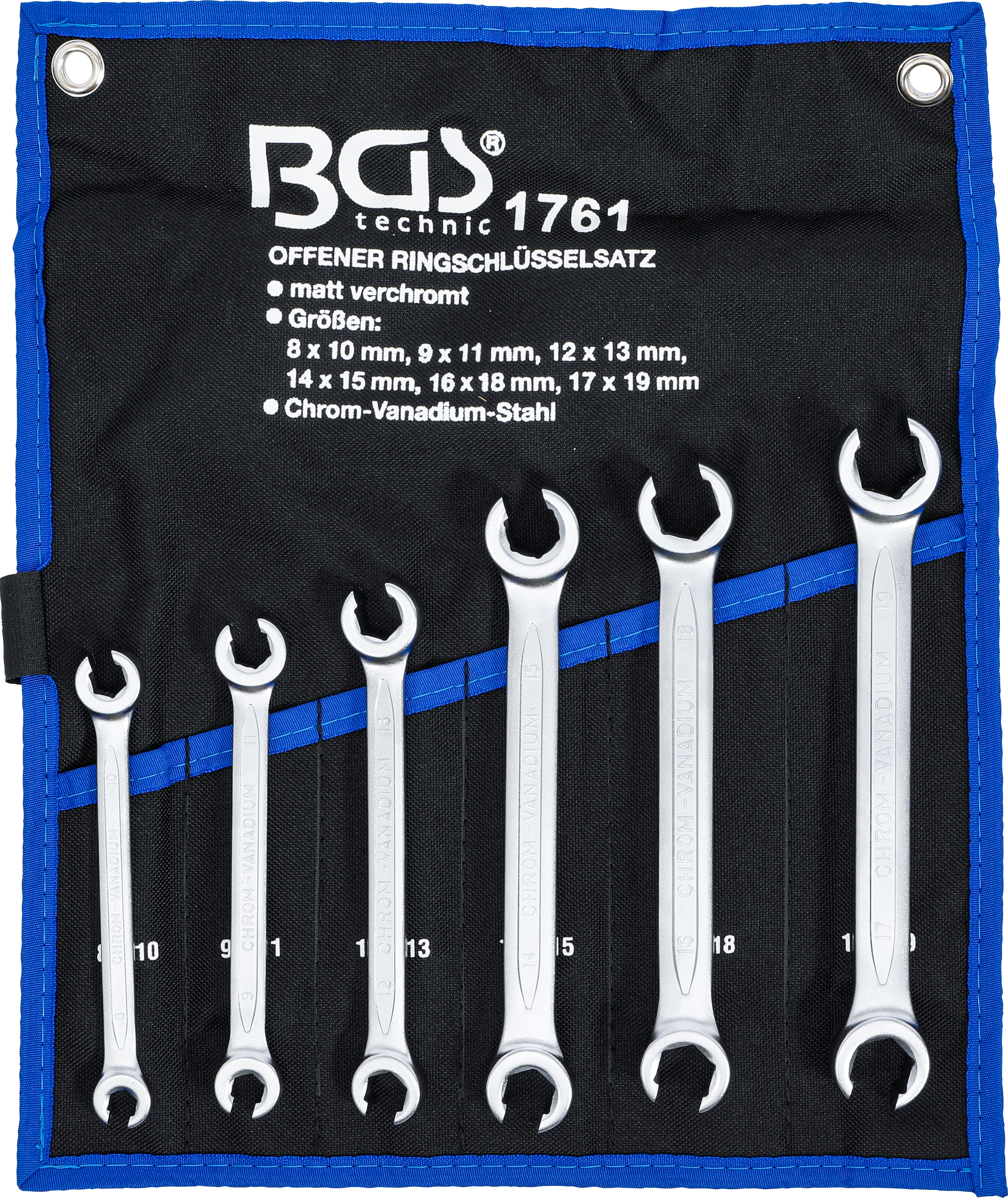 BGS Offener Doppel-Ringschlüssel-Satz | SW 8 x 10 - 17 x 19 mm | 6-tlg.
