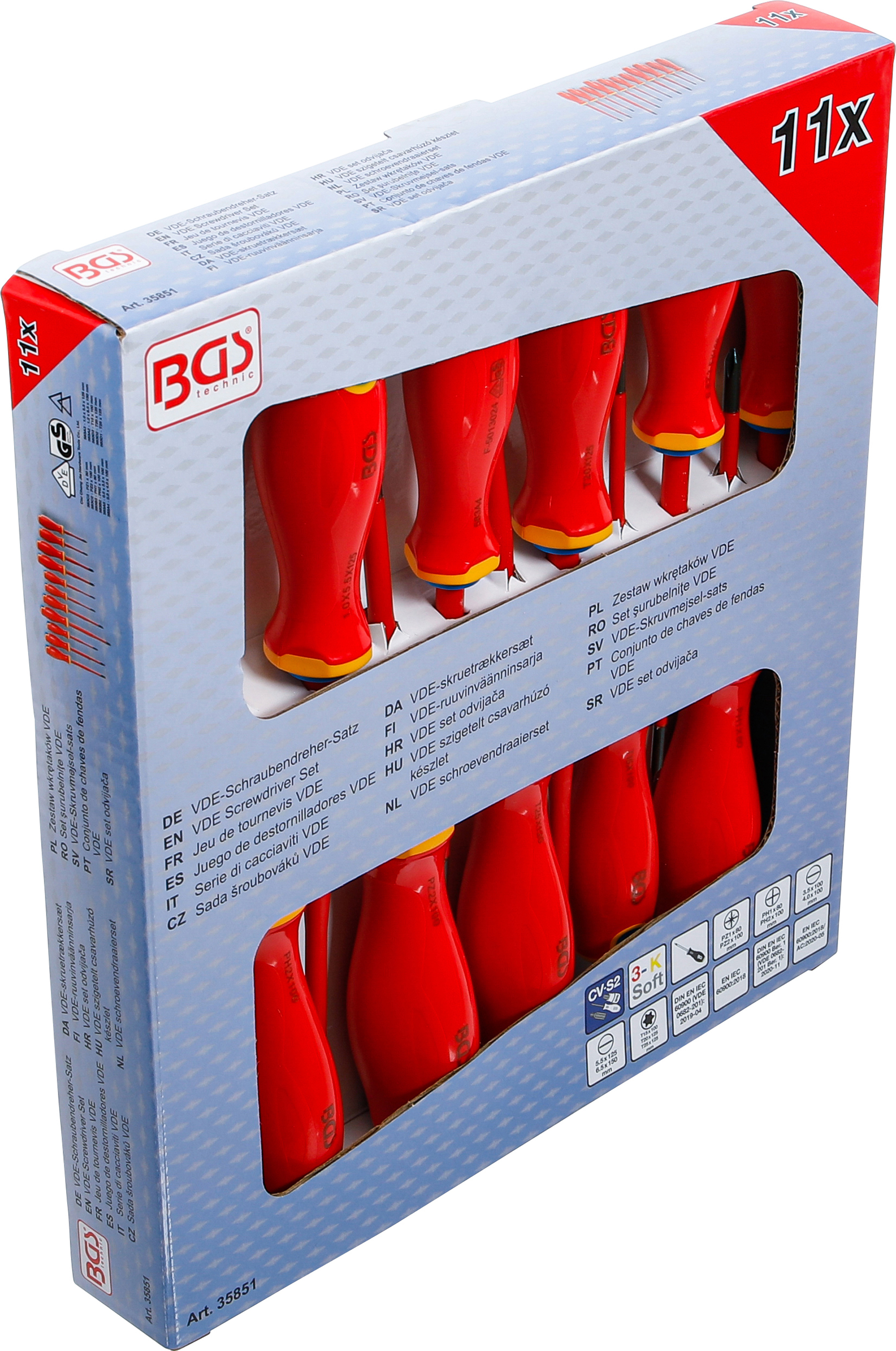 BGS VDE-Schraubendreher-Satz | extra dünne Spitze | 11-tlg.