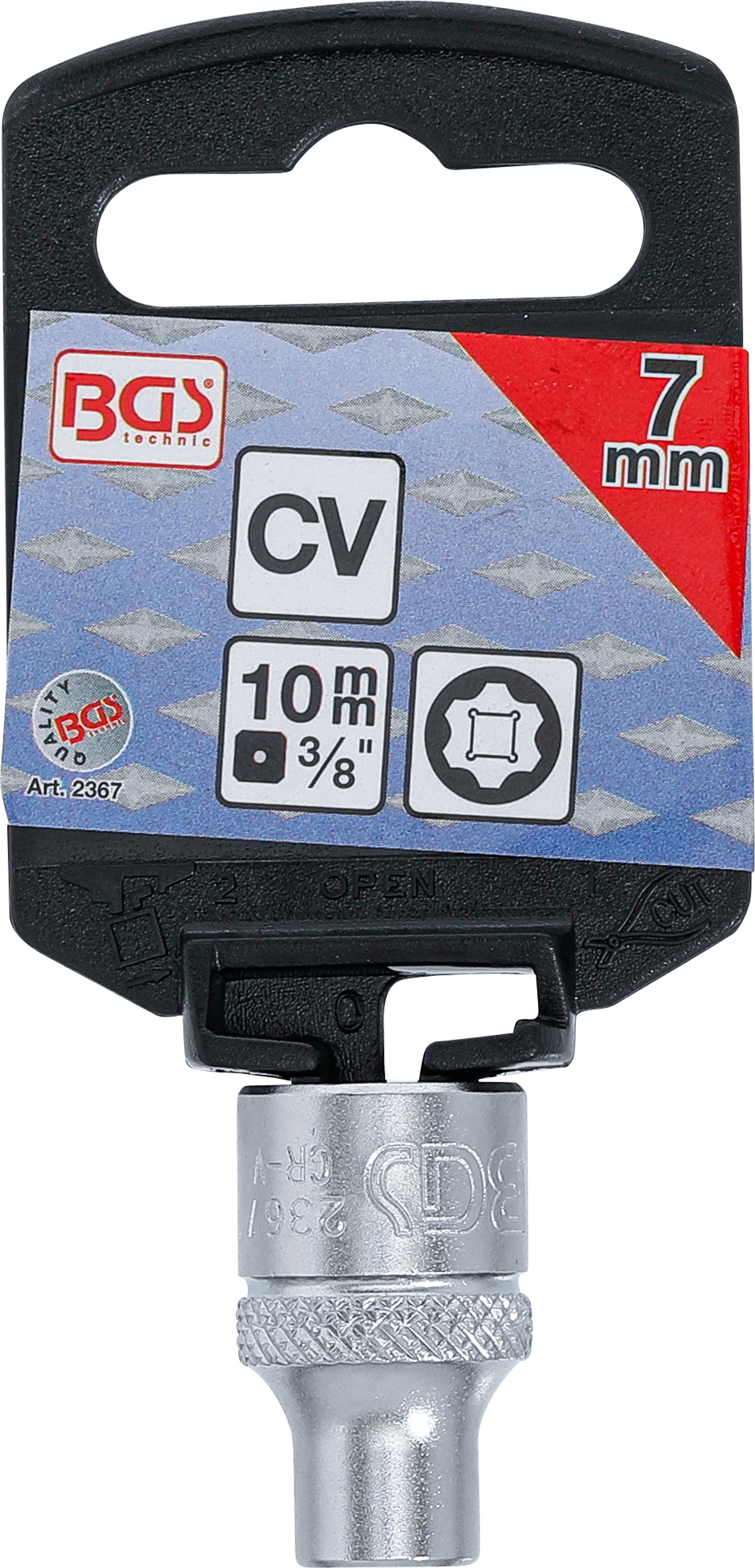 BGS Steckschlüssel-Einsatz Super Lock | Antrieb Innenvierkant 10 mm (3/8") | SW 7 mm