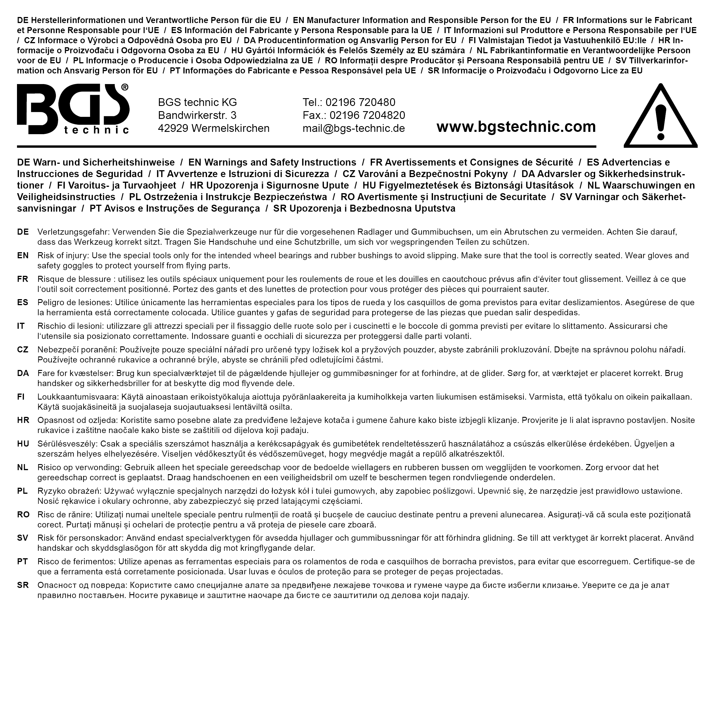 BGS Vorderachs-Querlenkerbuchsen-Werkzeug | für VAG