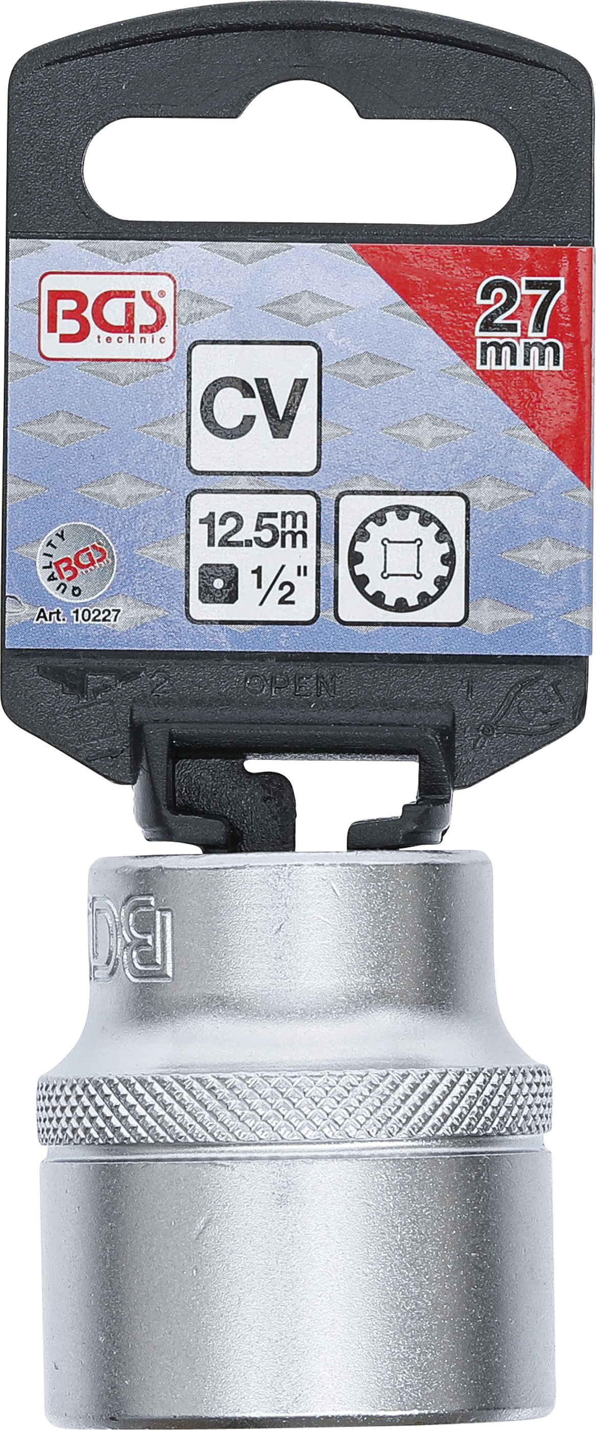 BGS Steckschlüssel-Einsatz Gear Lock | Antrieb Innenvierkant 12,5 mm (1/2") | SW 27 mm