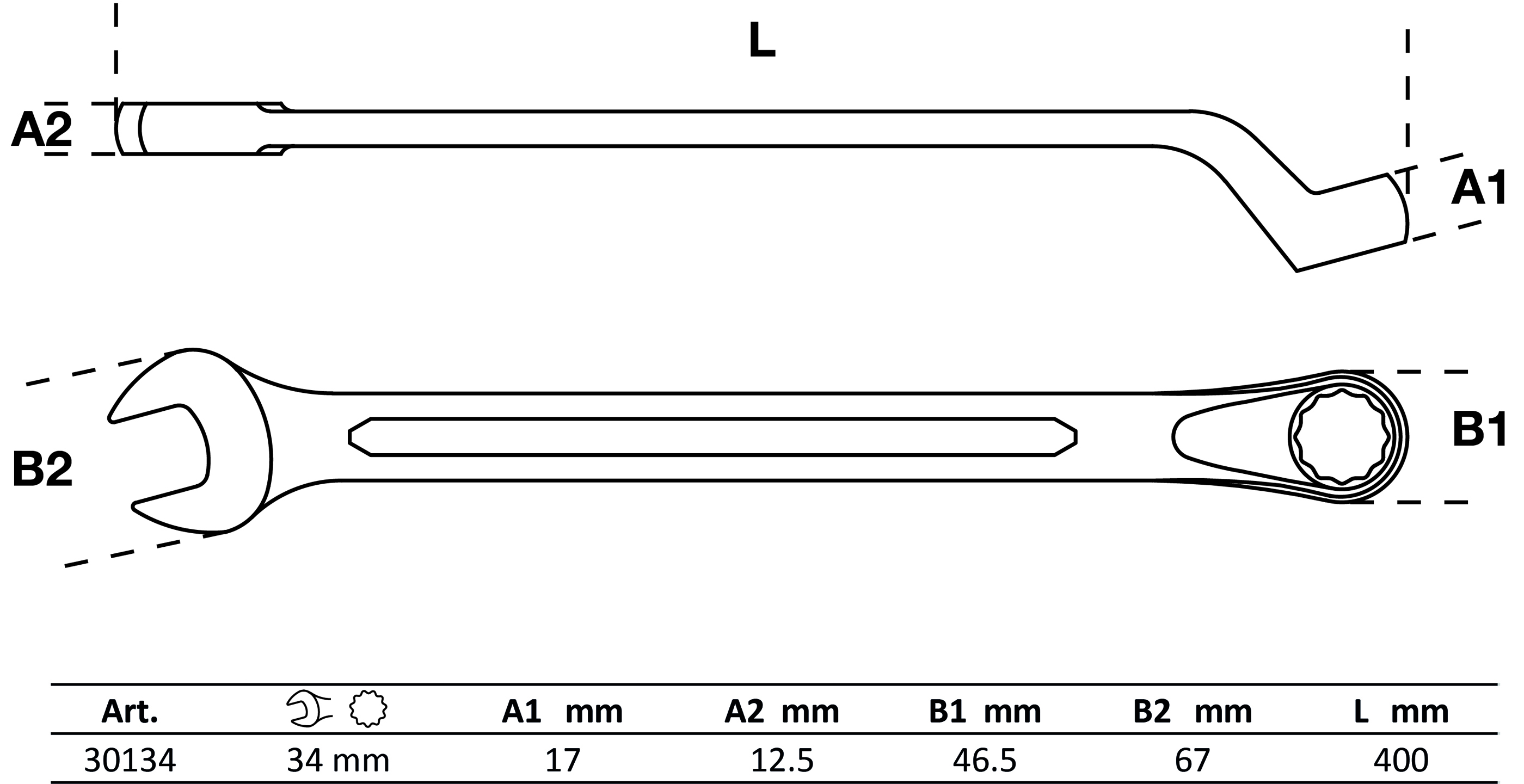 BGS Maul-Ringschlüssel, gekröpft | SW 34 mm