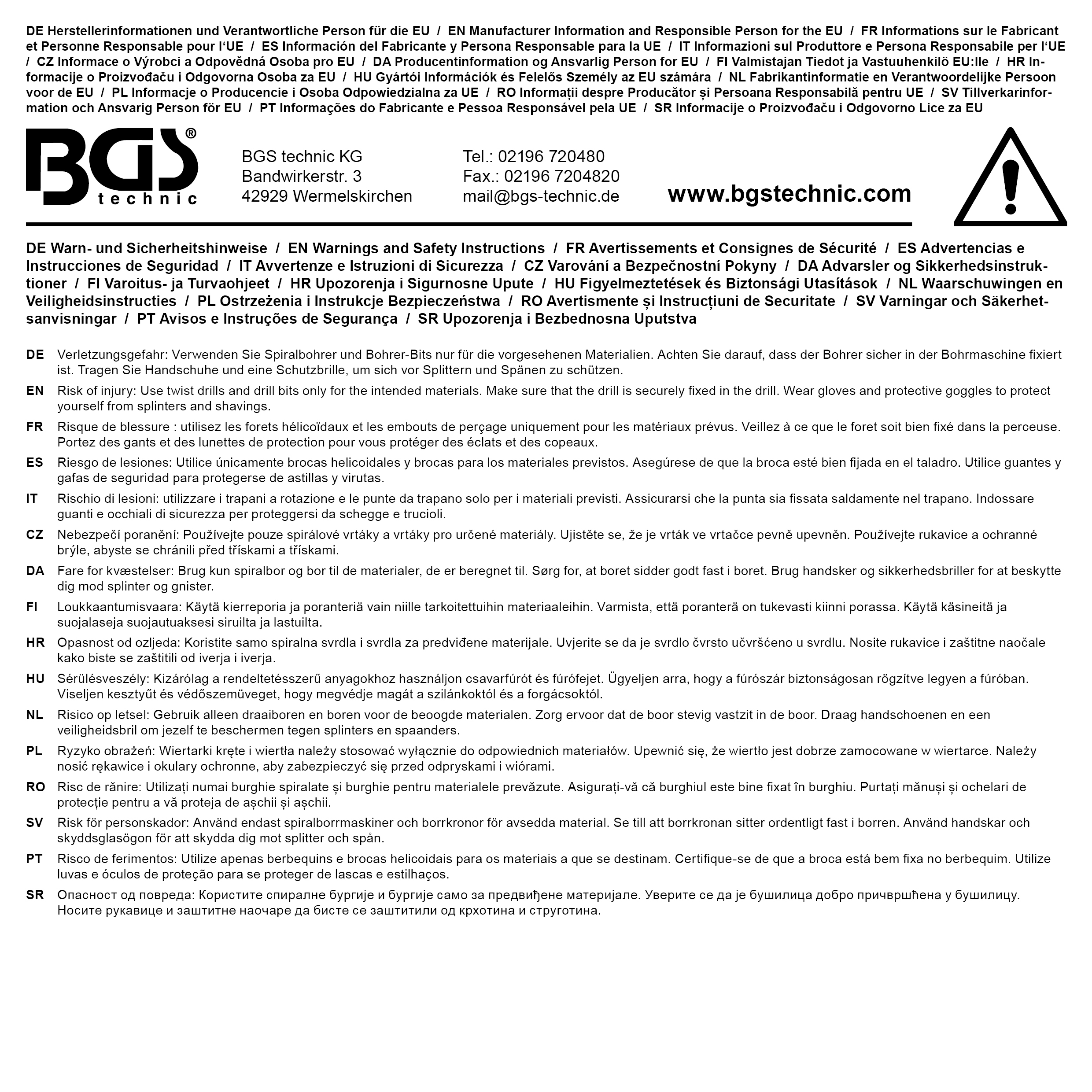 BGS HSS-Bohrer, linksschneidend | Ø 4,0 mm