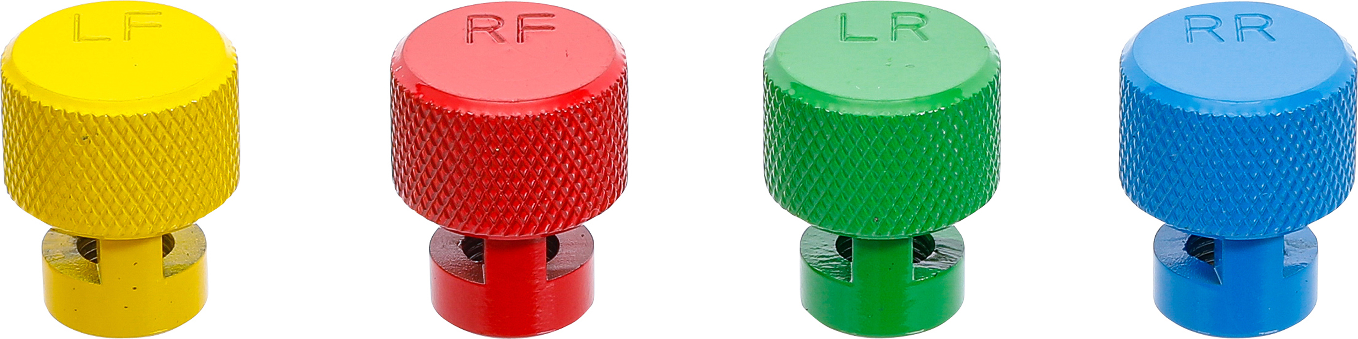 BGS Farbkodierte Reifenluft-Ablasskappen für RDKS Ventile | 4tlg.