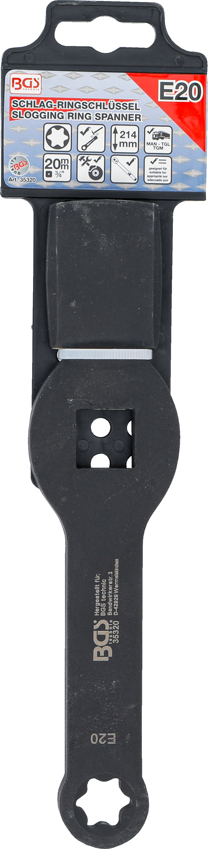 BGS Schlag-Ringschlüssel | E-Profil (für Torx) | mit 2 Schlagflächen | SW E20