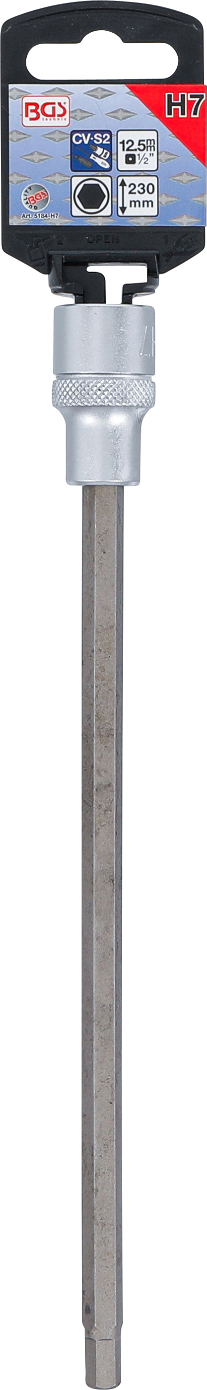 BGS Bit-Einsatz | Länge 230 mm | Antrieb Innenvierkant 12,5 mm (1/2") | Innensechskant 7 mm
